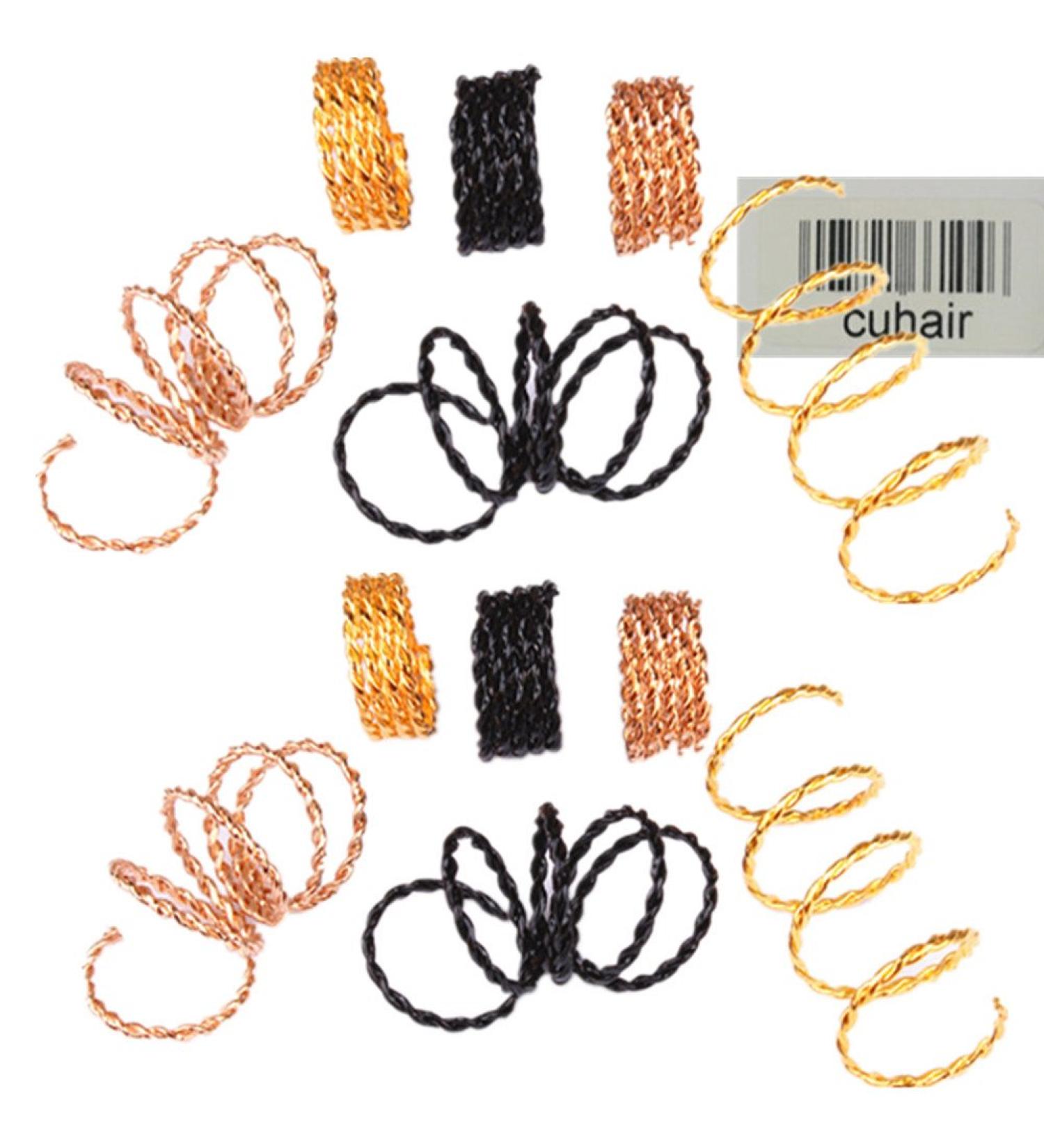 Cuhair Hair Clips Barrette Dreadlock Beads Hair Accessory for Women 30pcs (10pcs/color).