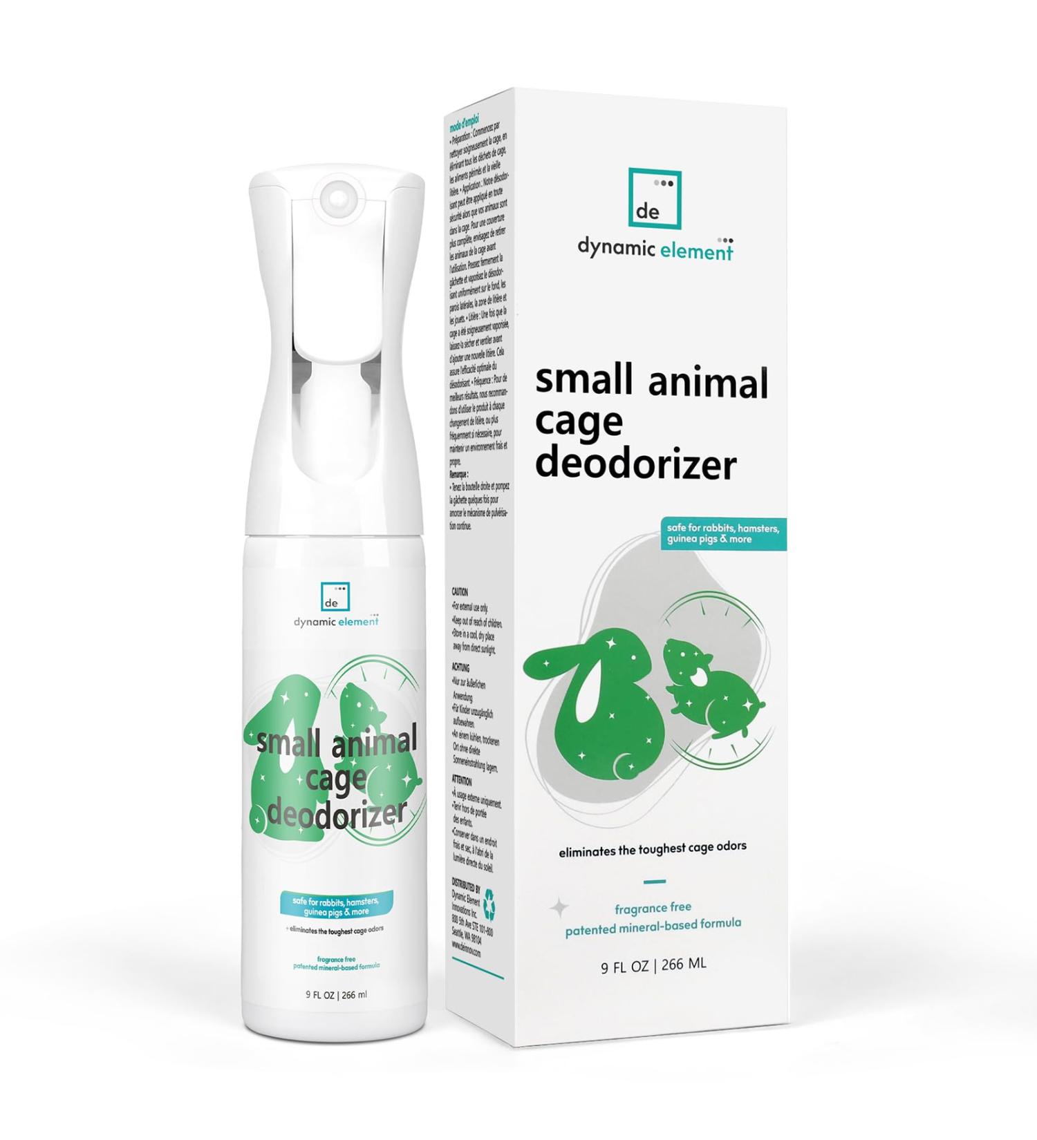 Small Animal Cage Deodorizer Spray 266ml - Unscented Mineral-Based Formula for Eliminating Urine Smell from Hamsters, Rabbits, Guinea Pigs - Buy Online on GoSupps.com