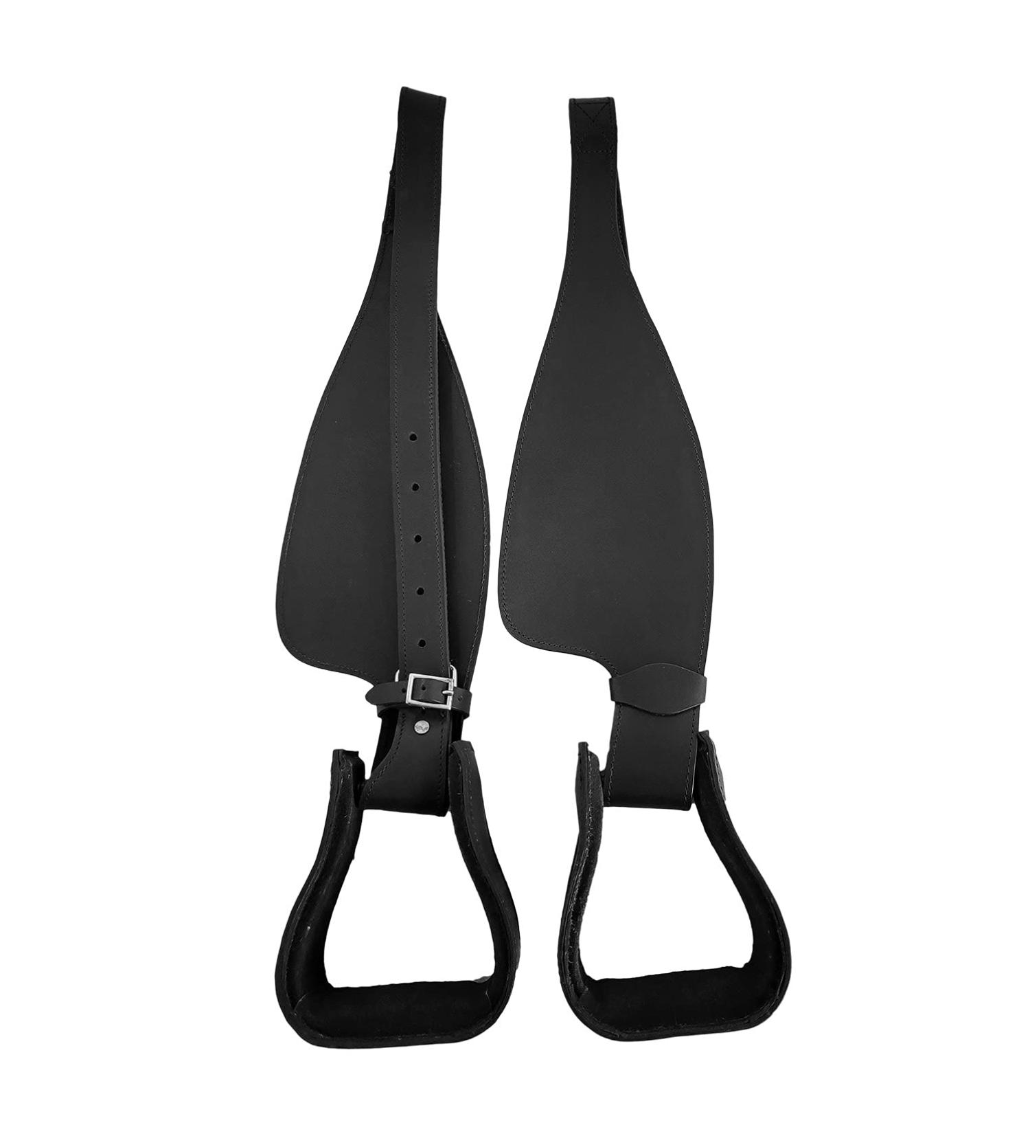 A&M Reitsport High-Quality Leather Stirrups + Fender - New Black Equestrian Gear - Buy Online on GoSupps.com