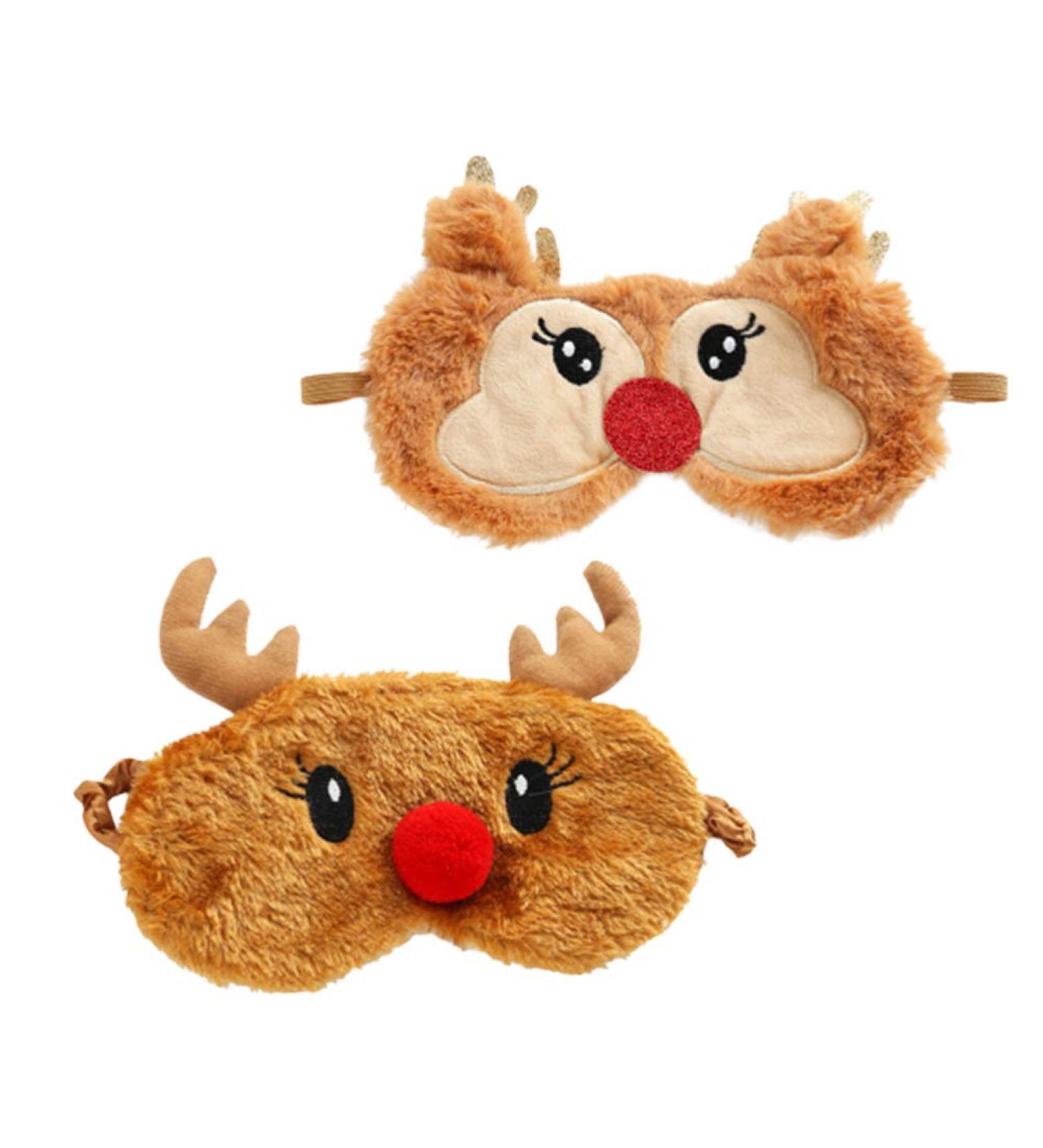 Healifty Reindeer Shaped Plush Sleeping Mask - 2Pcs Cute Animal Blindfold for Girls and Women - Buy Online on GoSupps.com