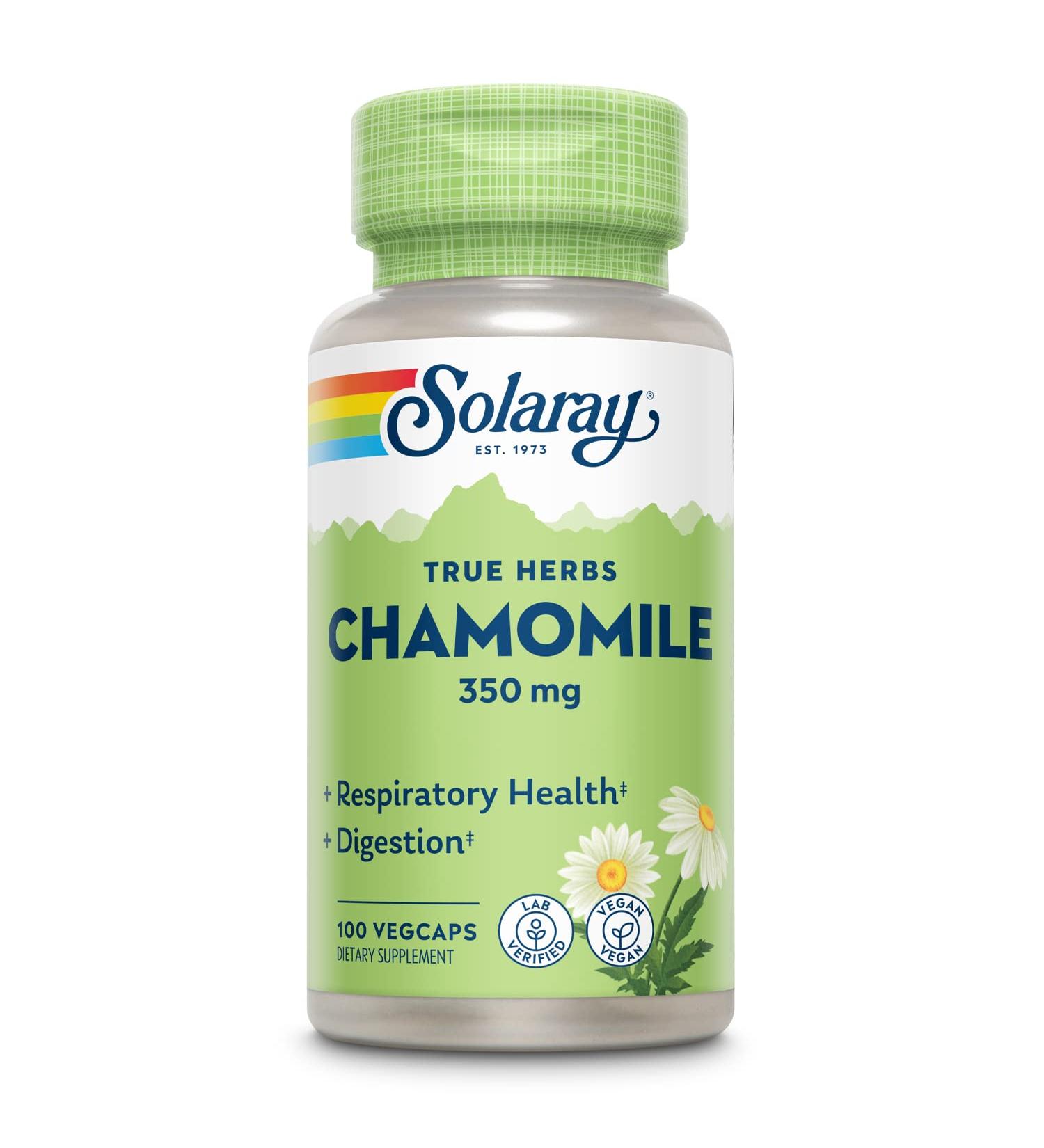 Buy Solaray Chamomile 350 mg - 100 VegCaps | Natural Sleep Aid & Calm - Buy Online on GoSupps.com