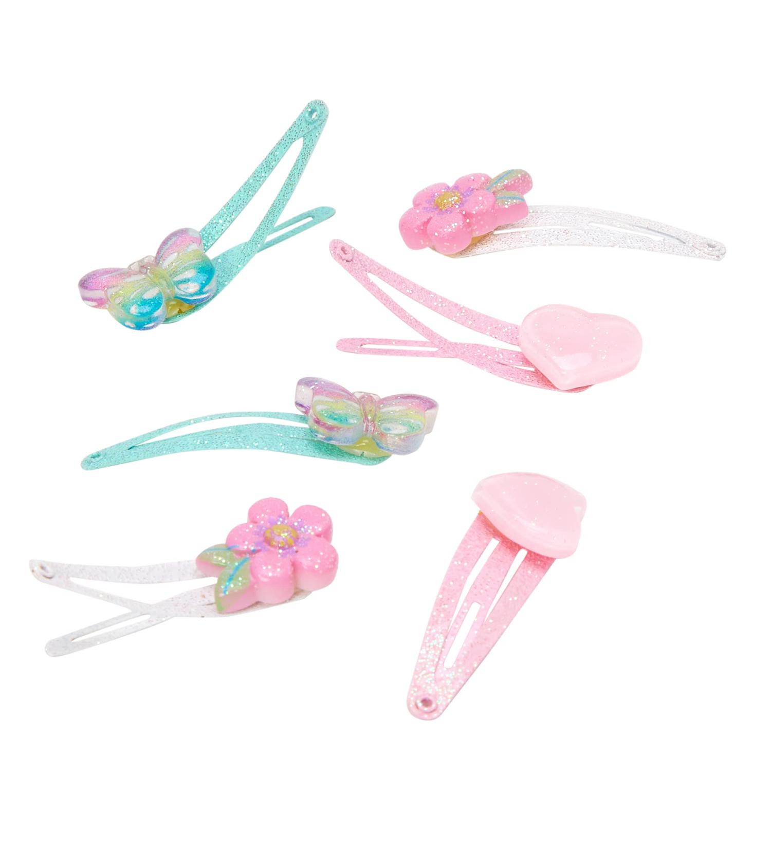 Claire's Club Glitter Pastel Snap Hair Clips for Girls Multicolor Snap Clips 6 Pack