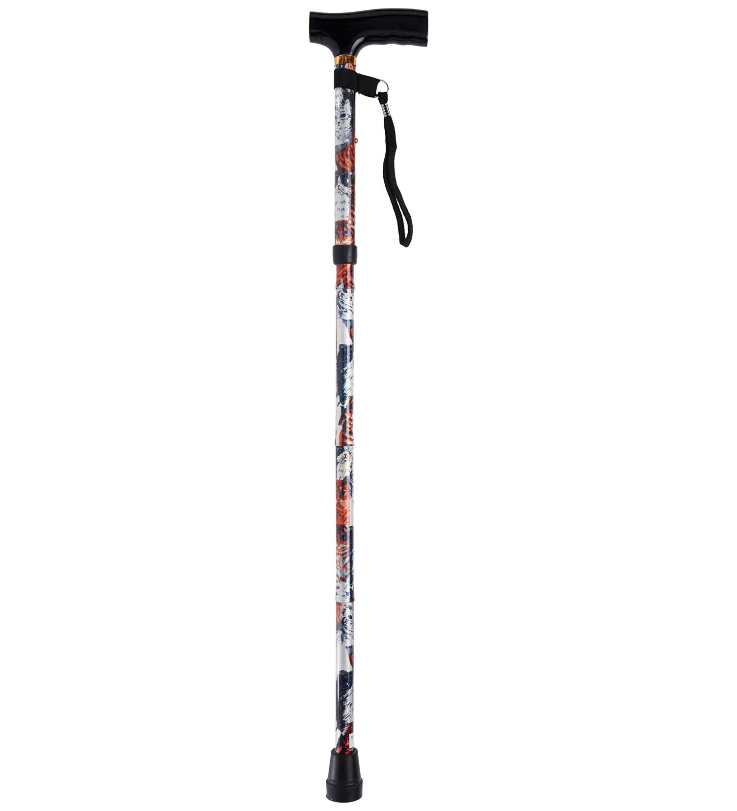 PCP Mobility Adjustable Travel Folding Cane Fritz Handle Cats with Mahogany Handle 3/4-Inch Tip Size - Buy Online on GoSupps.com
