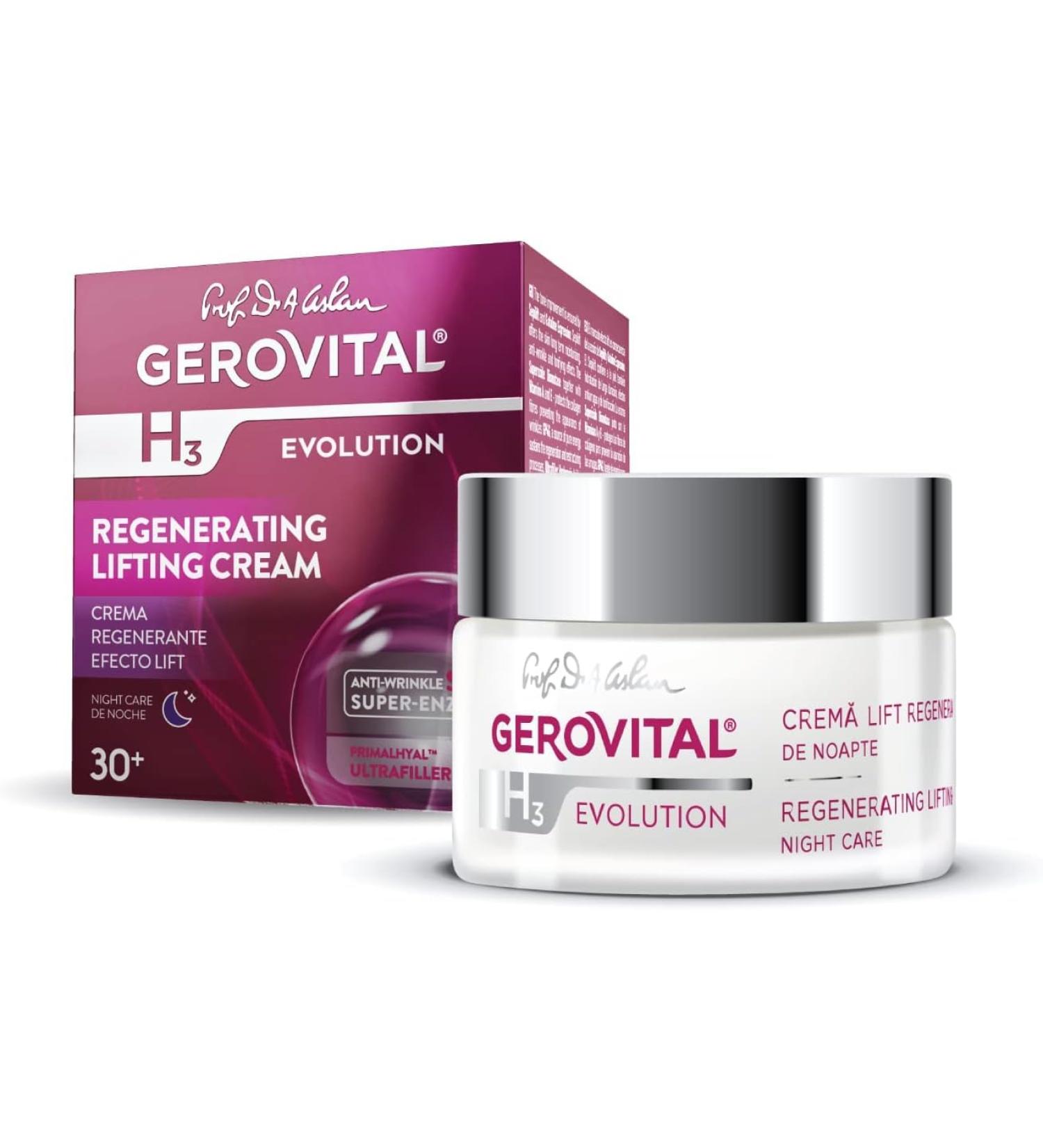 Gerovital EVOLUTION Regenerating Lifting Cream Night Care with Superoxide Dismutase SOD (Anti-Aging Super Enzyme) Ultrafiller Hyaluronic Acid with Wrinkle Filling Effect 50 ml - Buy Online on GoSupps.com