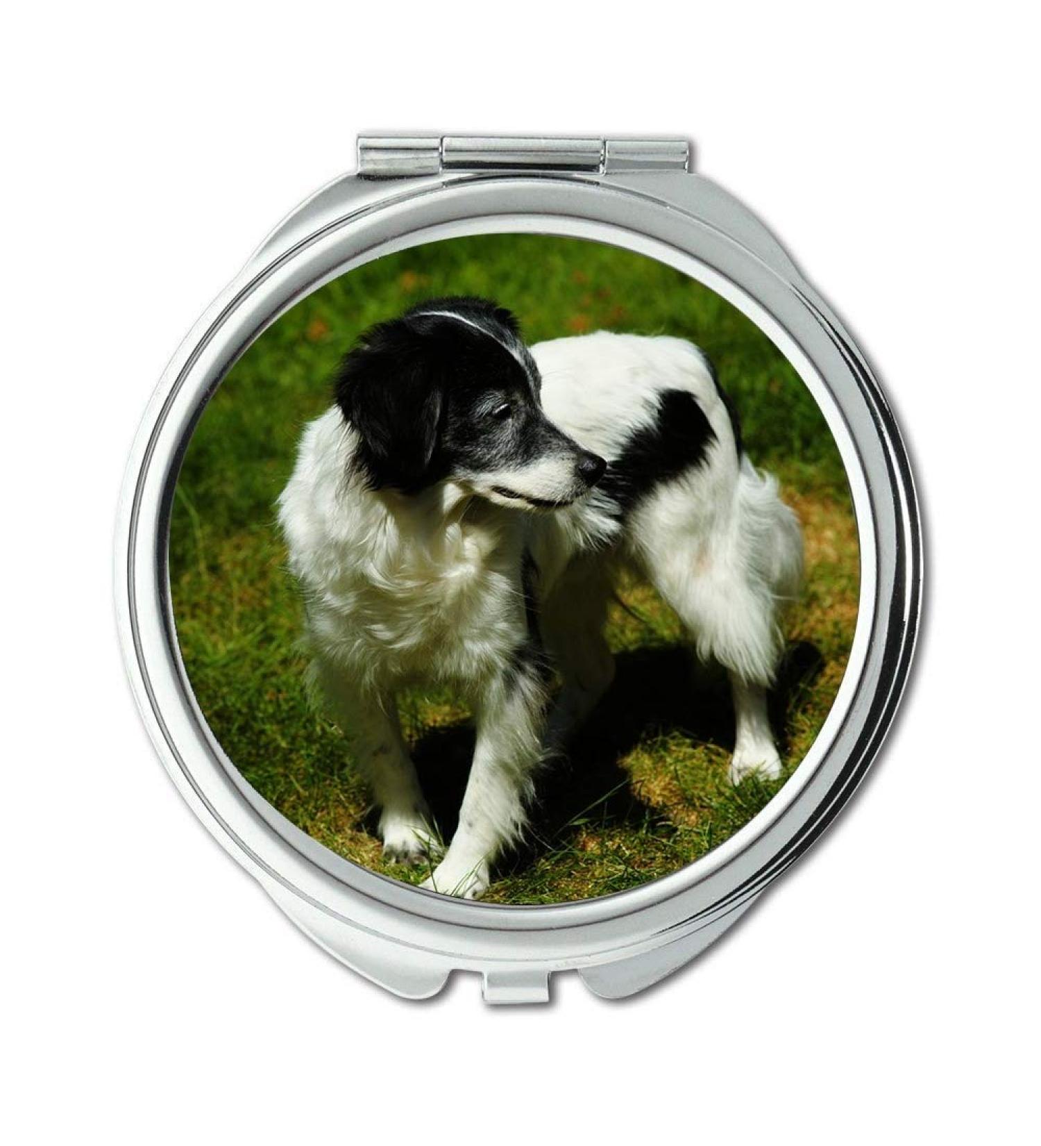 Mirror makeup mirror Dog Male Black And White Sweet Dear Pet Fur Pocket Mirror portable mirror - Buy Online on GoSupps.com