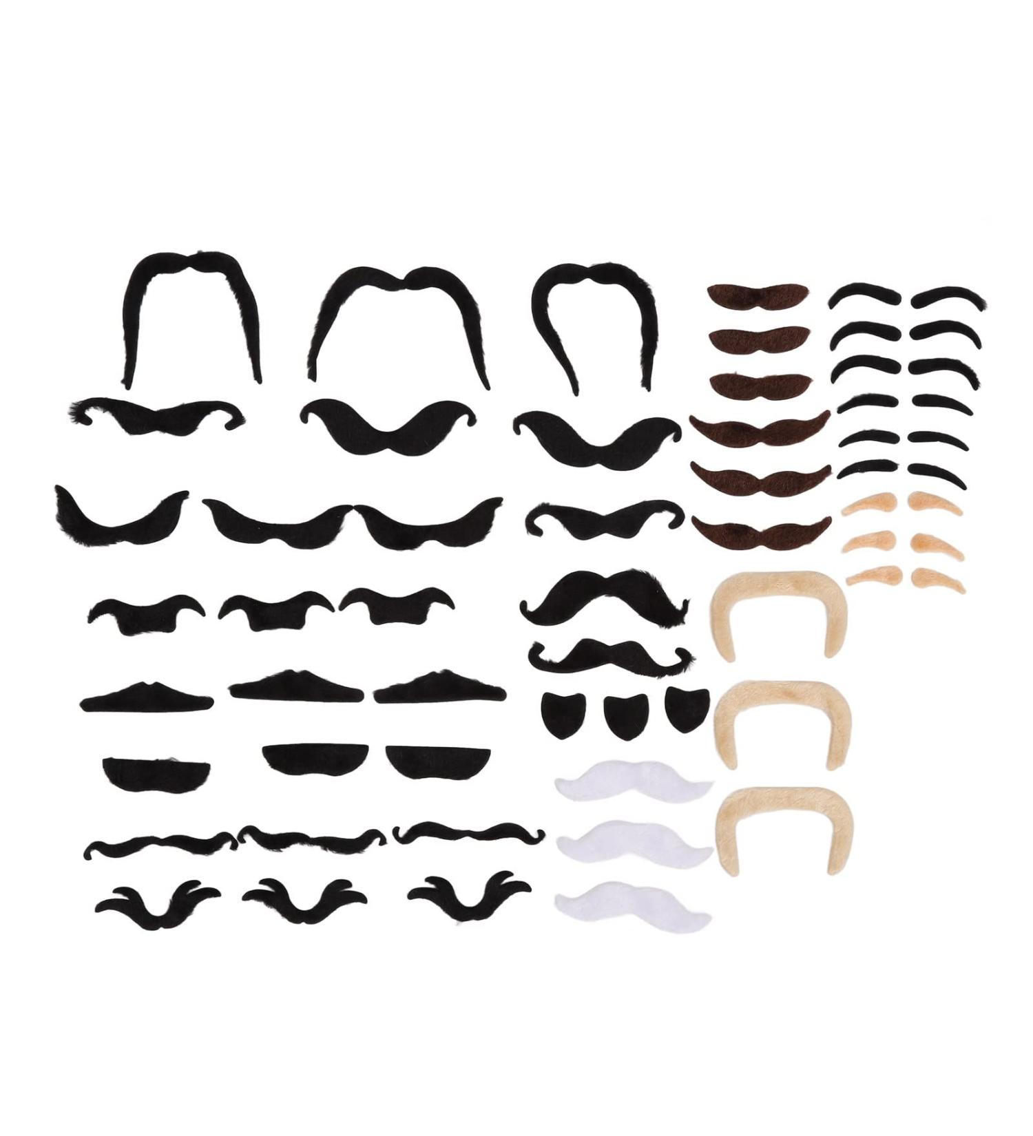 Self Adhesive Fake Eyebrows Beard 60 Pcs Moustache and Eyebrows Stick on Fake Eyebrows and Moustache Kit for Old Man Dress Up Grandpa Costume Accessories - Buy Online on GoSupps.com