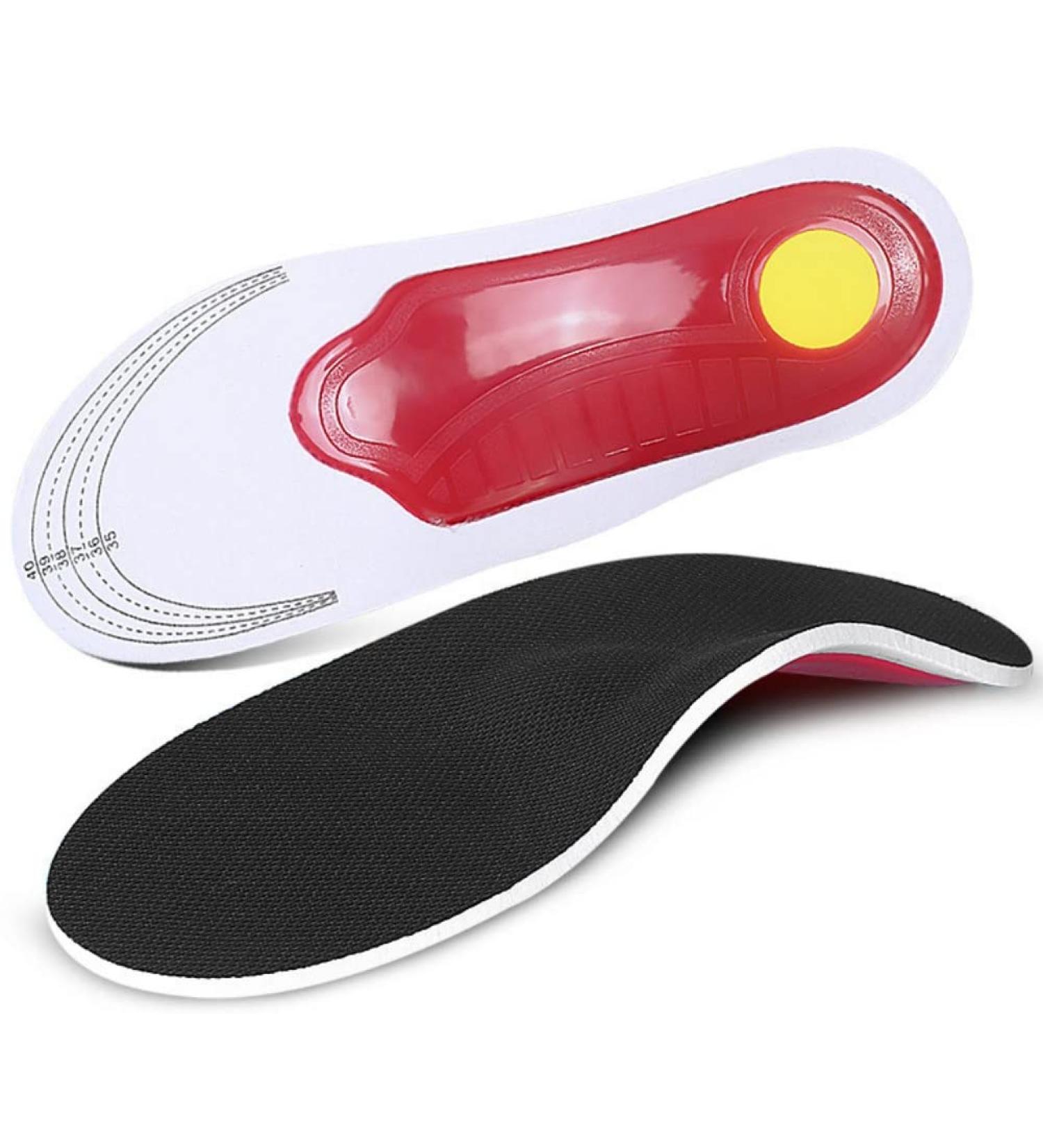 Orthotic Arch Support Insoles for Flat Feet | Plantar Fasciitis EVA Inserts | Shock Absorbing Comfort | Relieve Foot Pain | Red Men 7-12 | Women 9-14 - Buy Online on GoSupps.com