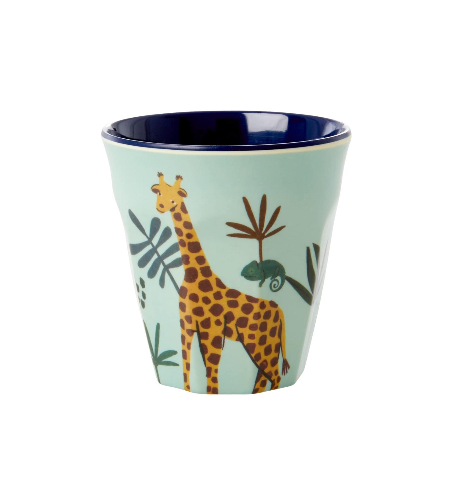 Small Melamine Children's Cup - Blue - Jungle Animals Print