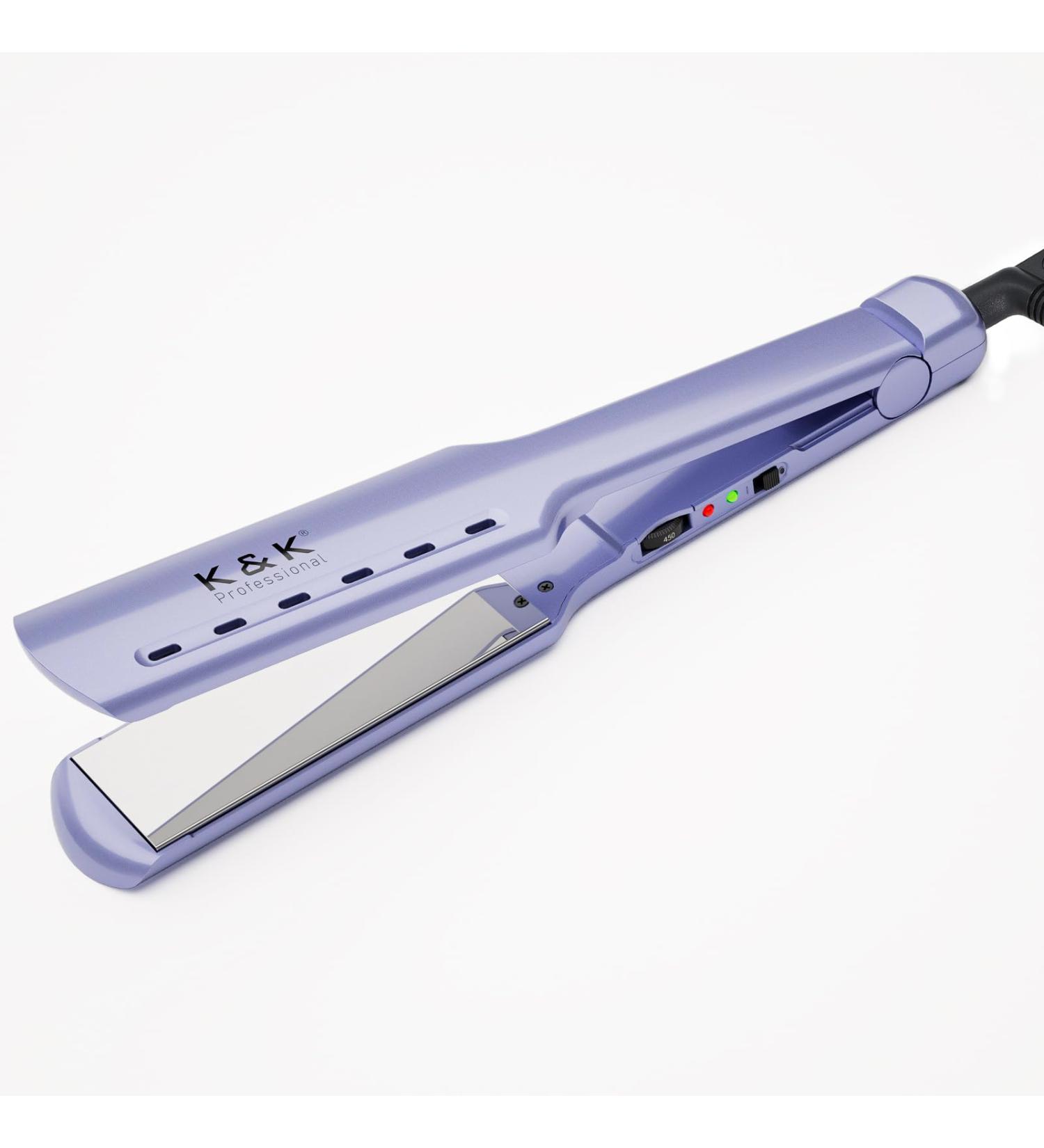 K&K 1.73 Inch Hair Straightener for Thick Hair - Extra Wide Flat Iron with Adjustable Temperature (290-450 ) Fast Heating Dual Voltage Ideal for Curly Hair - Buy Online on GoSupps.com