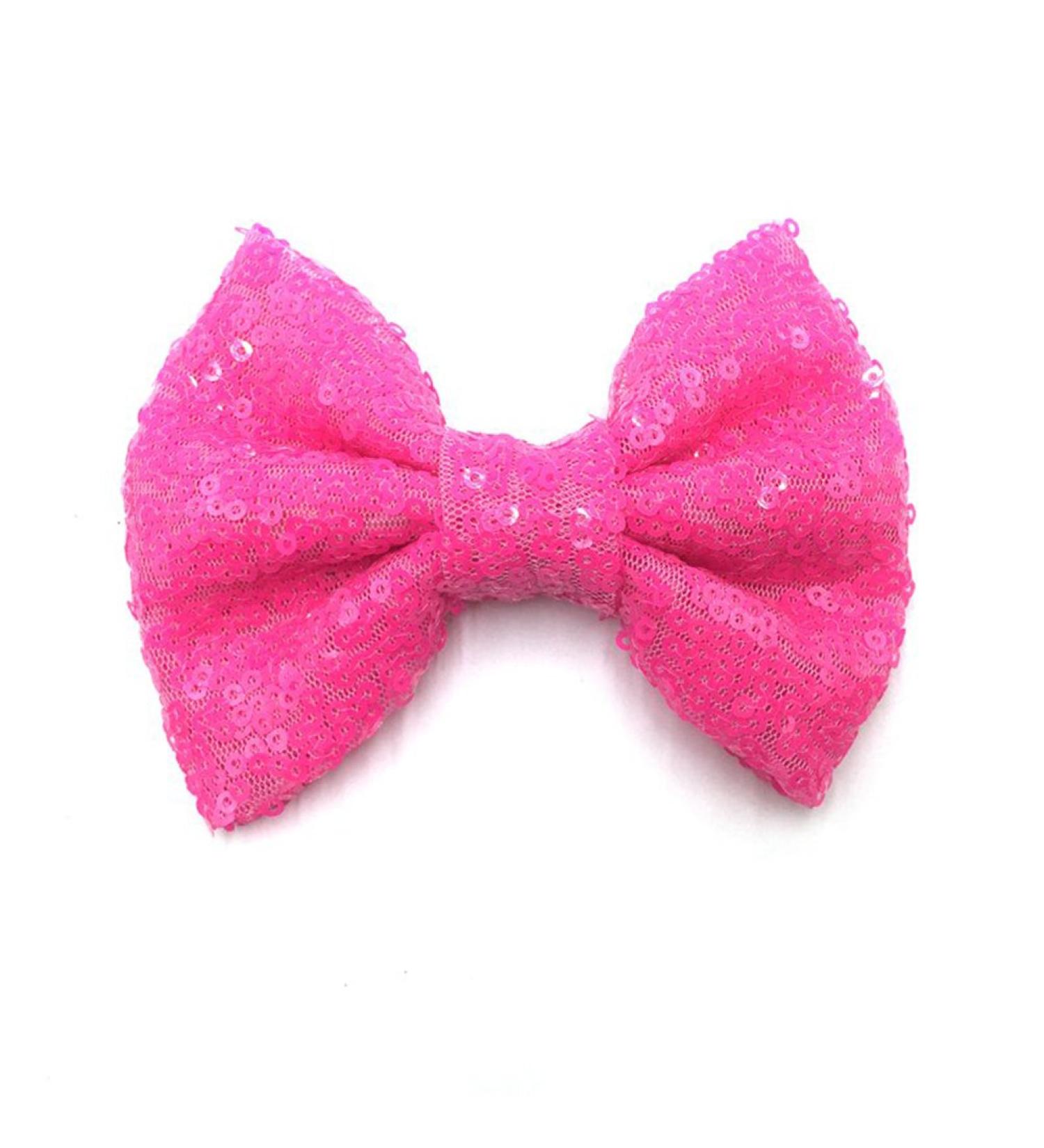 PrettyBoutique 4 Inches Girls Sequin Glitter Sparkle Hair Bow Clip Accessories (Neon Pink) - Buy Online on GoSupps.com