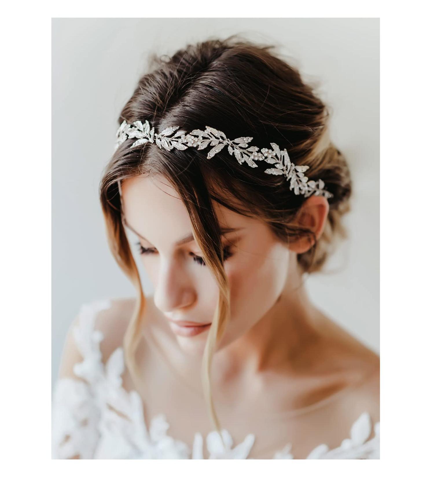 SWEETV Silver Leaf Wedding Headpiece | Handmade Bridal Hair Accessory - Buy Online on GoSupps.com