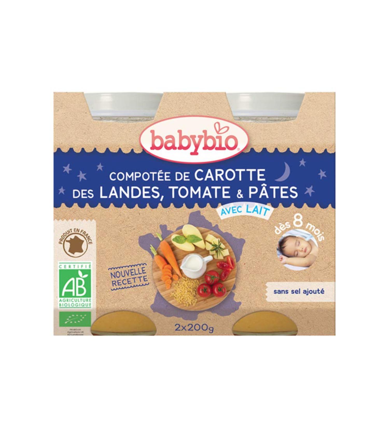 Babybio Pots of Landes Carrot Compote Tomato/Pasta 400g