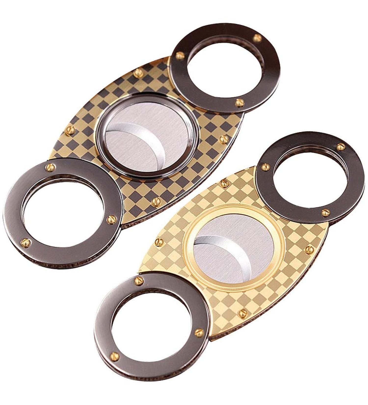 amropi Cigar Cutter Guillotine Plaid Stainless Steel Double Cut Blade in Gift Pouch 2 Pack (Black Bronze - Black Gold) - Buy Online on GoSupps.com
