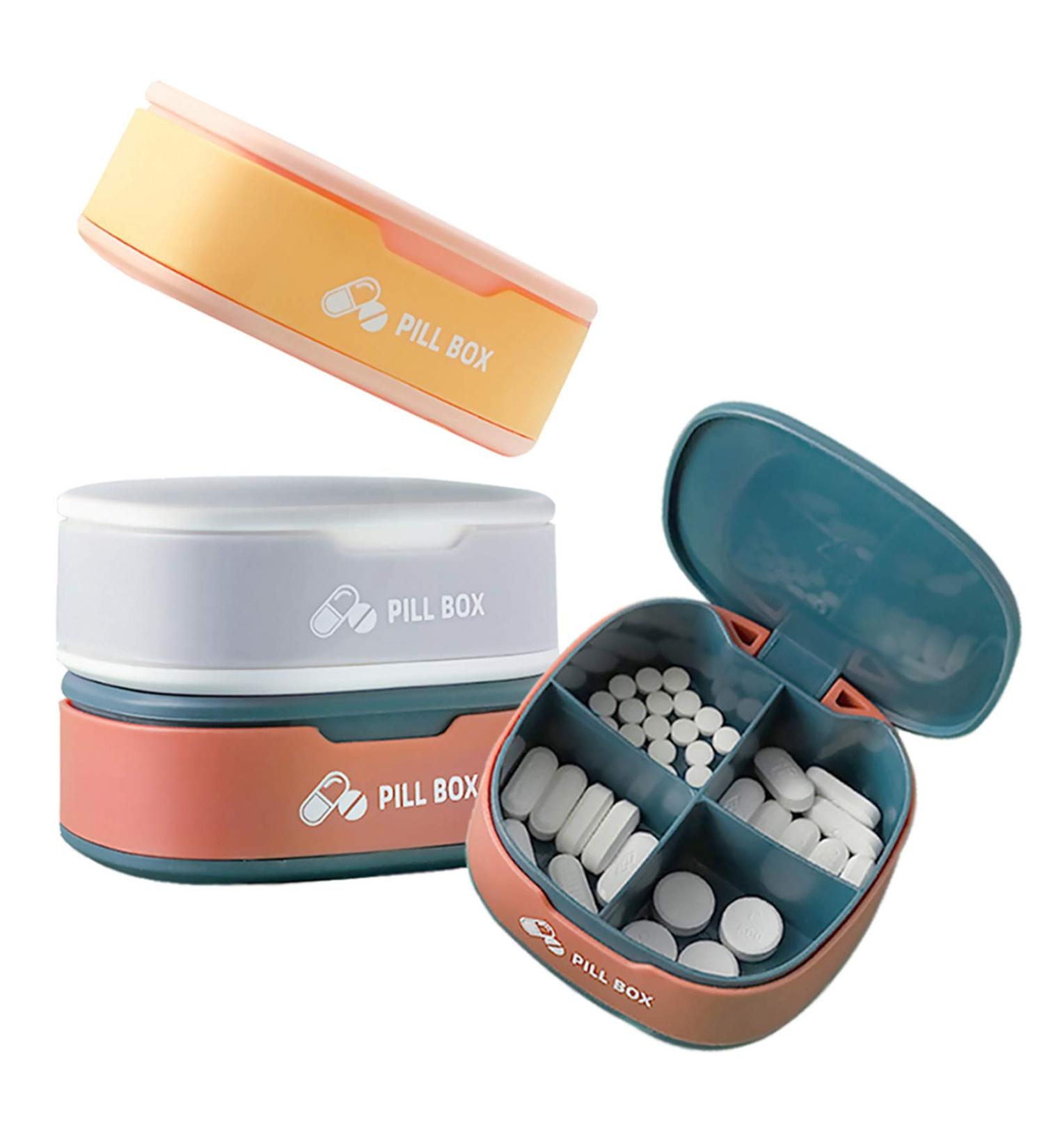 Portable Pill Organizer - Small Pill Case for Purse & Pocket | Daily 4x Pill Box for Vitamins & Supplements (3 PCS - Buy Online on GoSupps.com