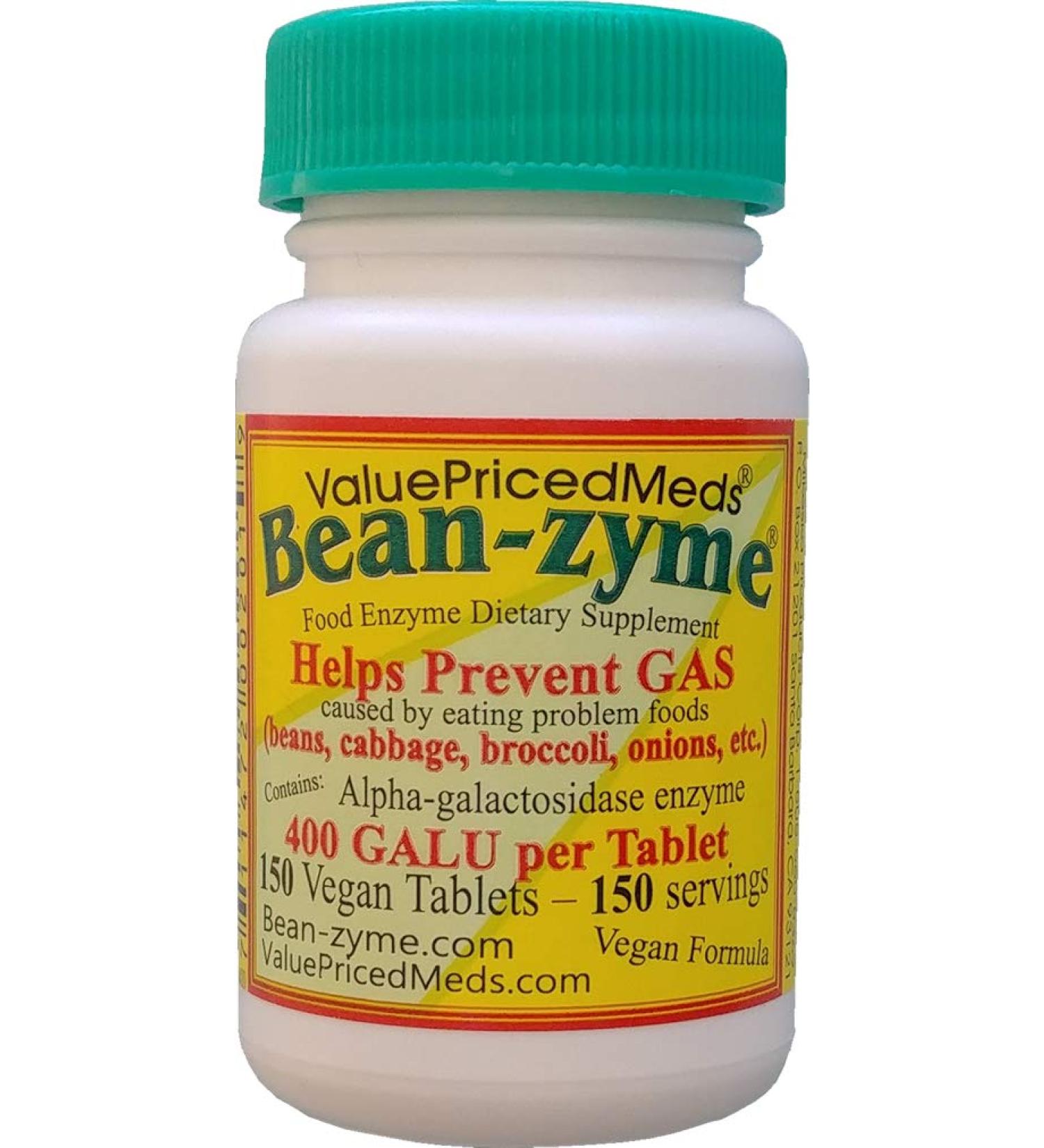 Bean-zyme 150 Count - 400 GALU per Tablet | Digestive Enzyme Supplement - Buy Online on GoSupps.com
