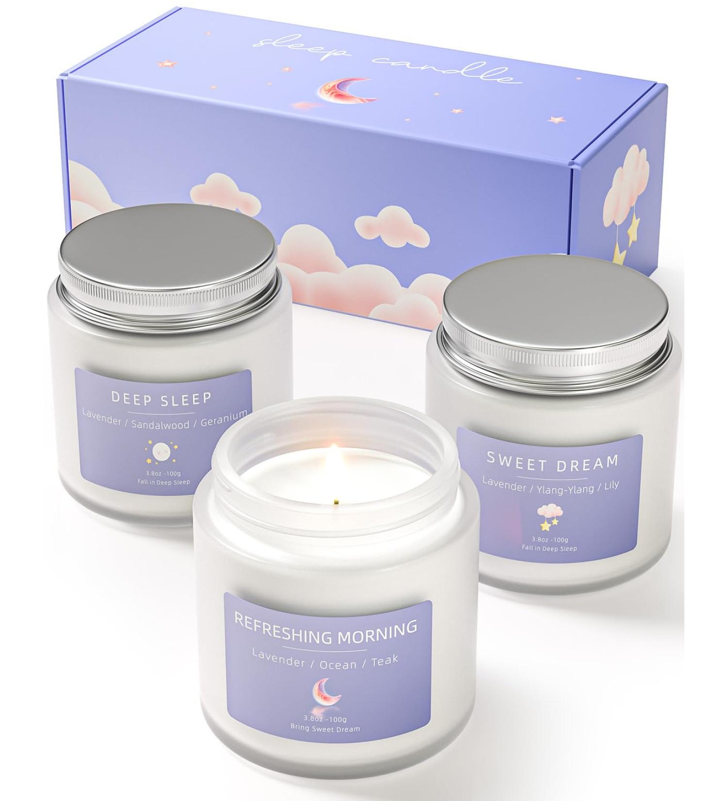 Fragrance Candles Gift Set for Women & Men | 3 Aromatherapy Candles in Glass | Perfect Christmas Gifts for Anxiety Relief (Blue 300g) - Buy Online on GoSupps.com