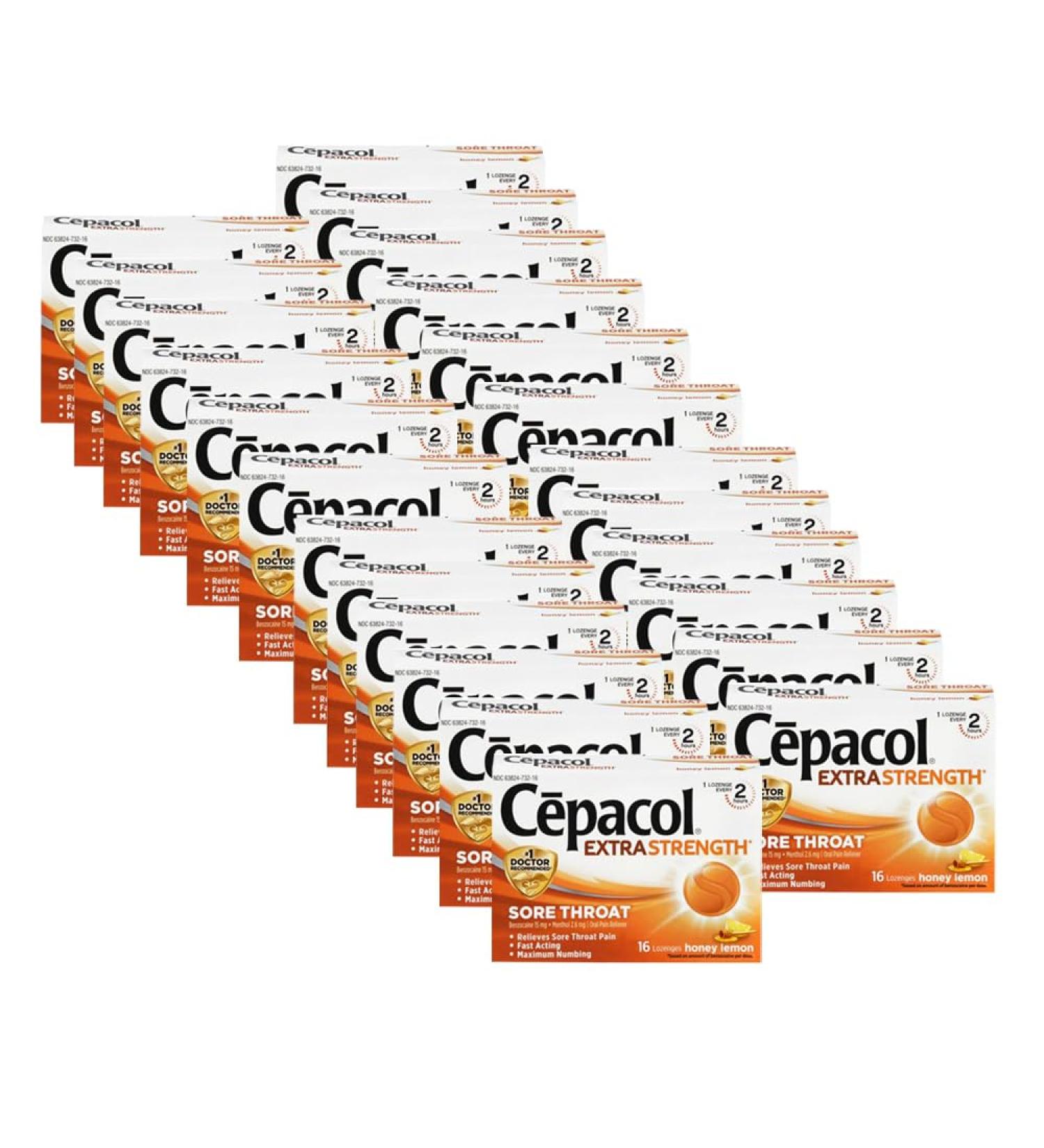 Cepacol Maximum Strength Throat Drop Lozenges Honey Lemon 16 Count (Pack of 24) - Buy Online on GoSupps.com