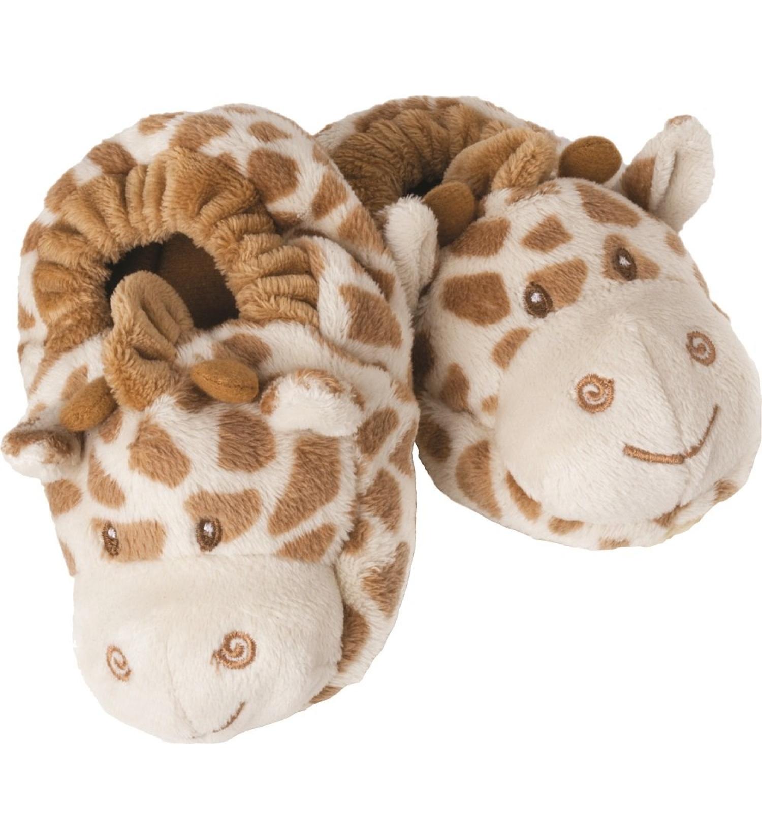 Suki Baby Bing Bing Soft Boa Plush Baby's Booties with Embroidered Accents (Giraffe) Beige
