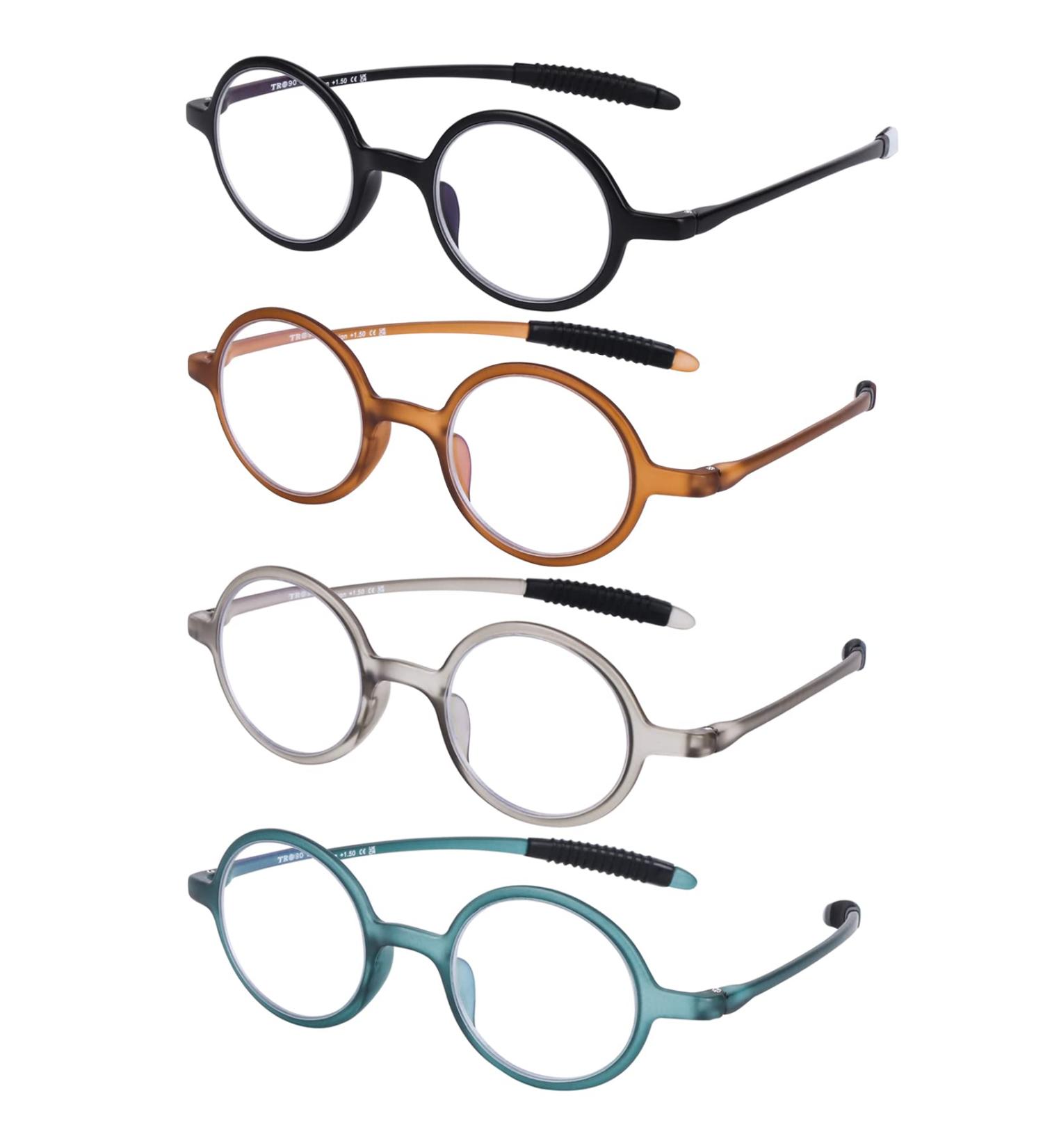 DOOViC Round Reading Glasses - Blue Light Blocking Lightweight & Flexible | Fashionable Readers for Men & Women (+2.75 Strength 4 Colors - Buy Online on GoSupps.com