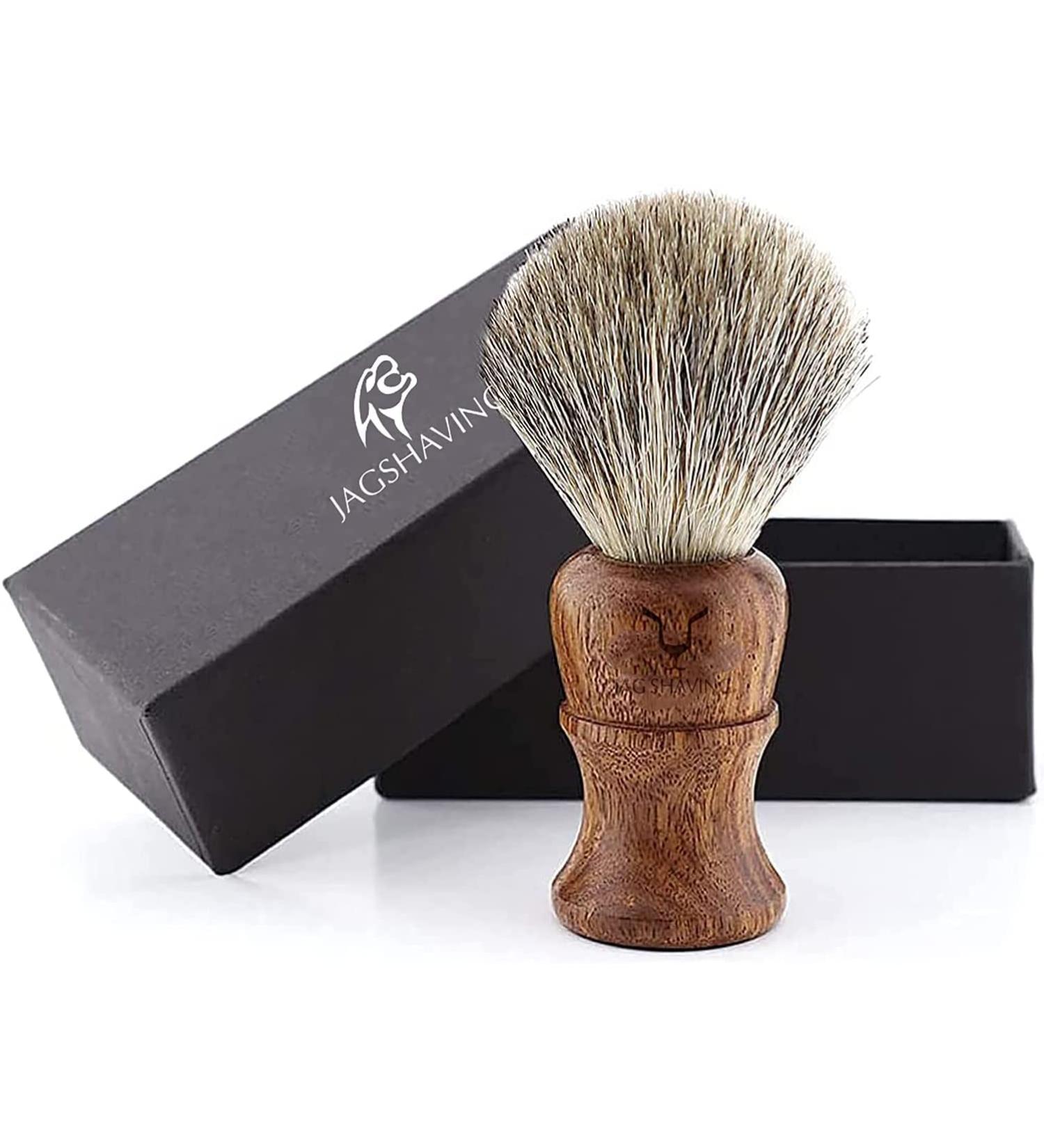 JAG Shaving Razor Brush - Elegant Sustainable Wooden Handle for Perfect Shaving - Ideal Match for Your Razor Planer - Buy Online on GoSupps.com