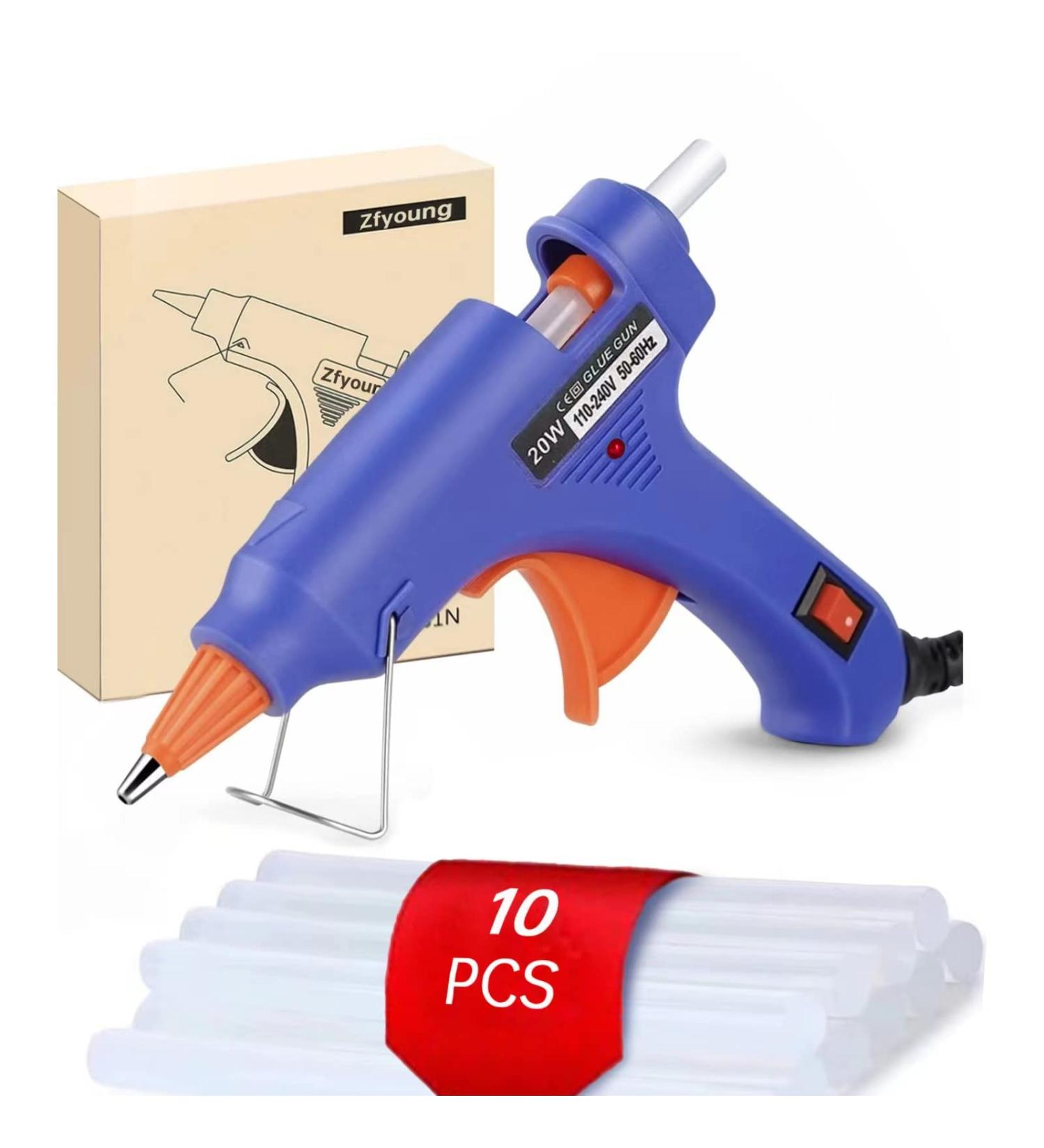 ZFYOUNG Mini Hot Glue Gun Set - 10 Glue Sticks Included | 20w Blue Hot Glue Gun for Quick Repairs, Artist DIY Art, and Home Projects - Buy Online on GoSupps.com