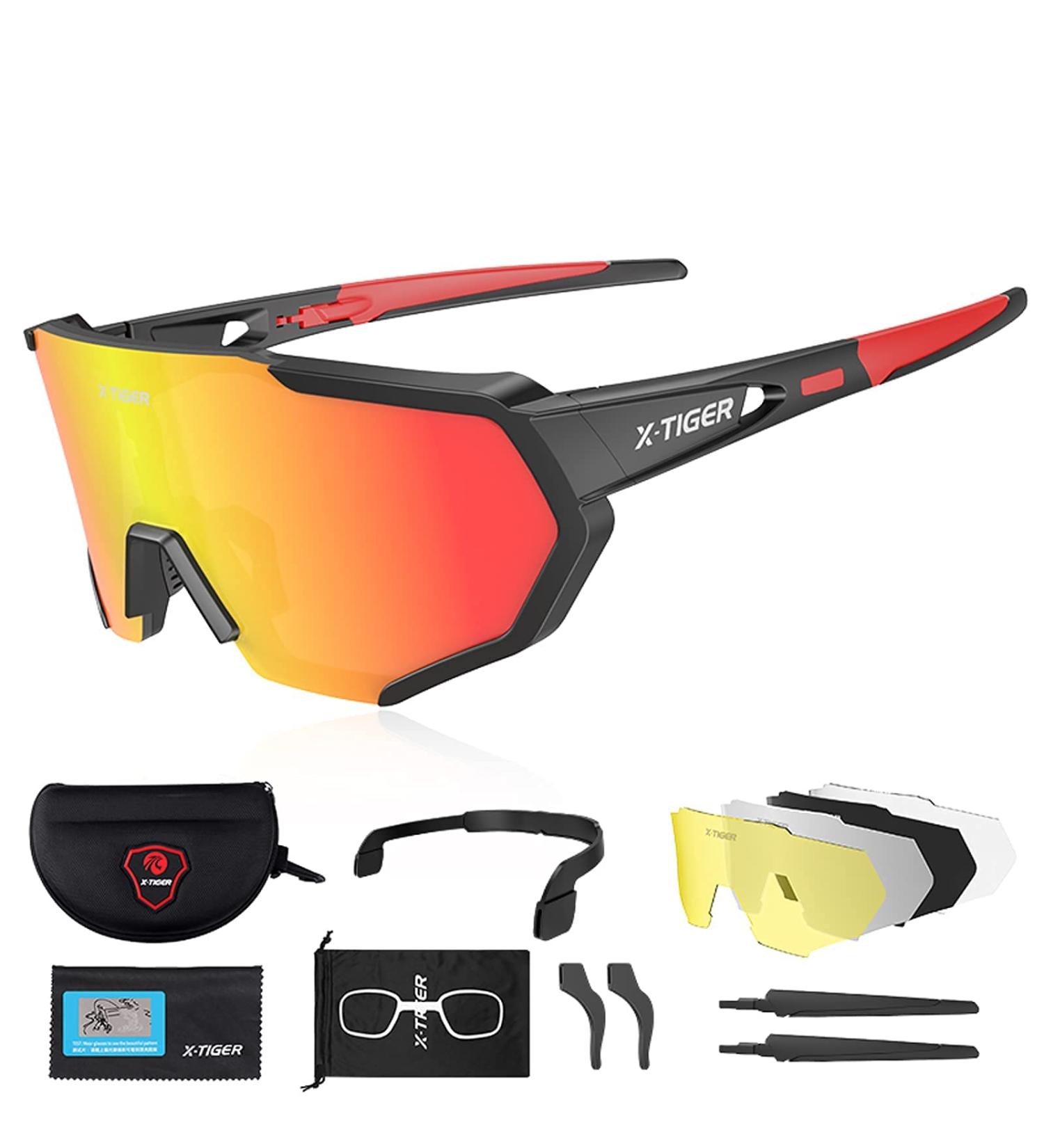 X-TIGER Polarized Sports Sunglasses with Interchangeable Lenses for Men and Women - Cycling, Running, Fishing, Golf - 5 Lens Options Included - Buy Online on GoSupps.com