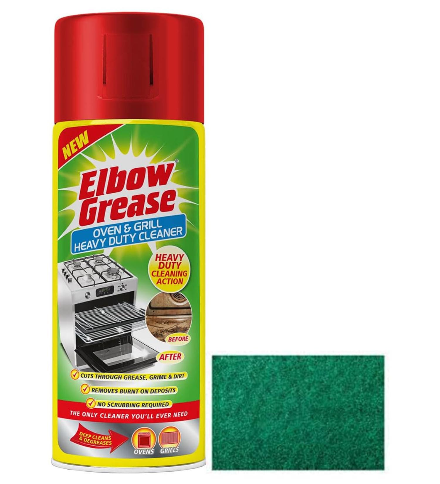 Elbow Grease Oven & Grill Heavy Duty Cleaner Spray (400 ML)- Powerful Oven & Grill Deep Cleaner Degreaser Formula- with Multipurpose Scouring Pad Elbow Grease Oven Cleaner Spray + Scouring Pad - Buy Online on GoSupps.com