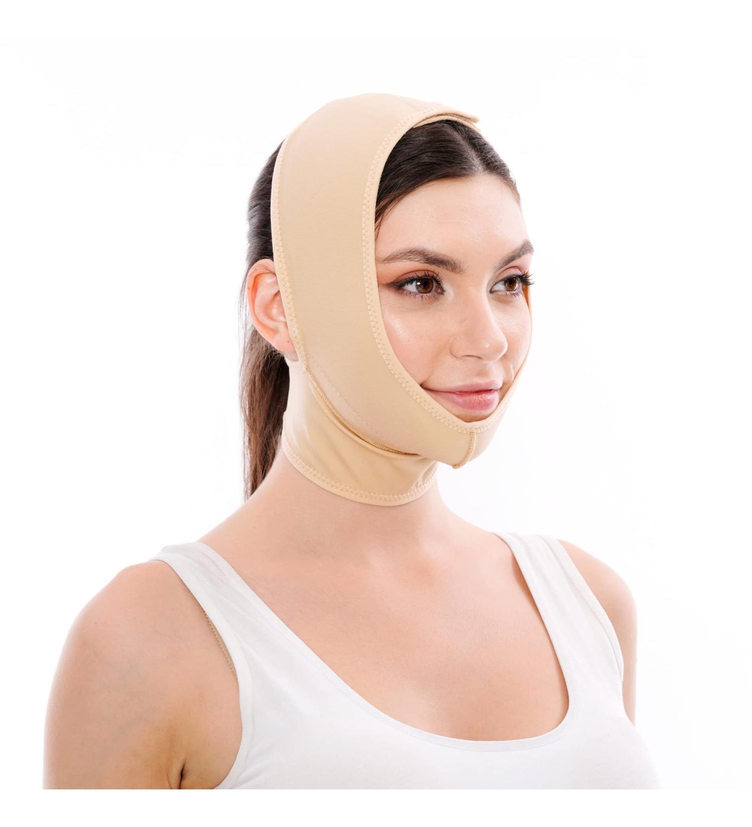 Post Surgery Chin Strap V-Shaped Face Slimmer for Double Chin Reduction - S/M Beige - Buy Online on GoSupps.com