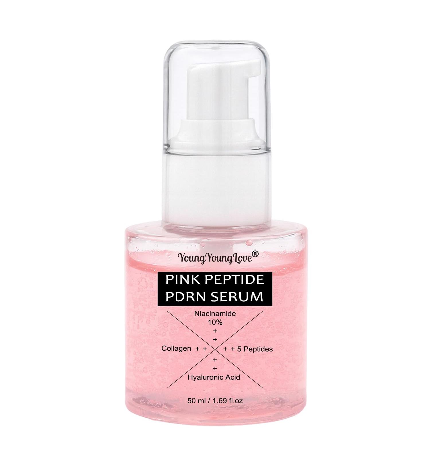 Pink Collagen Peptide PDRN Serum with 5-Complex Peptides 10% Niacinamide & Hyaluronic Acid for Skin Firming Moisturizing Boosting & Calming Uneven Tone Pore Minimizing & Anti-Aging 1.69 oz - Buy Online on GoSupps.com