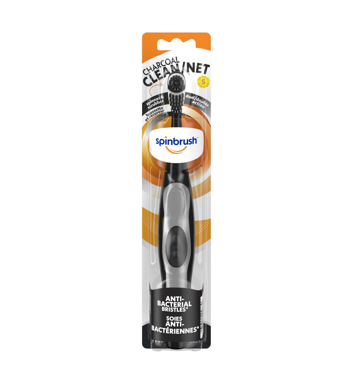 Spinbrush Charcoal Clean Battery-Powered Electric Toothbrush Adult Charcoal-Infused Soft Bristles Duracell Batteries Included - Buy Online on GoSupps.com