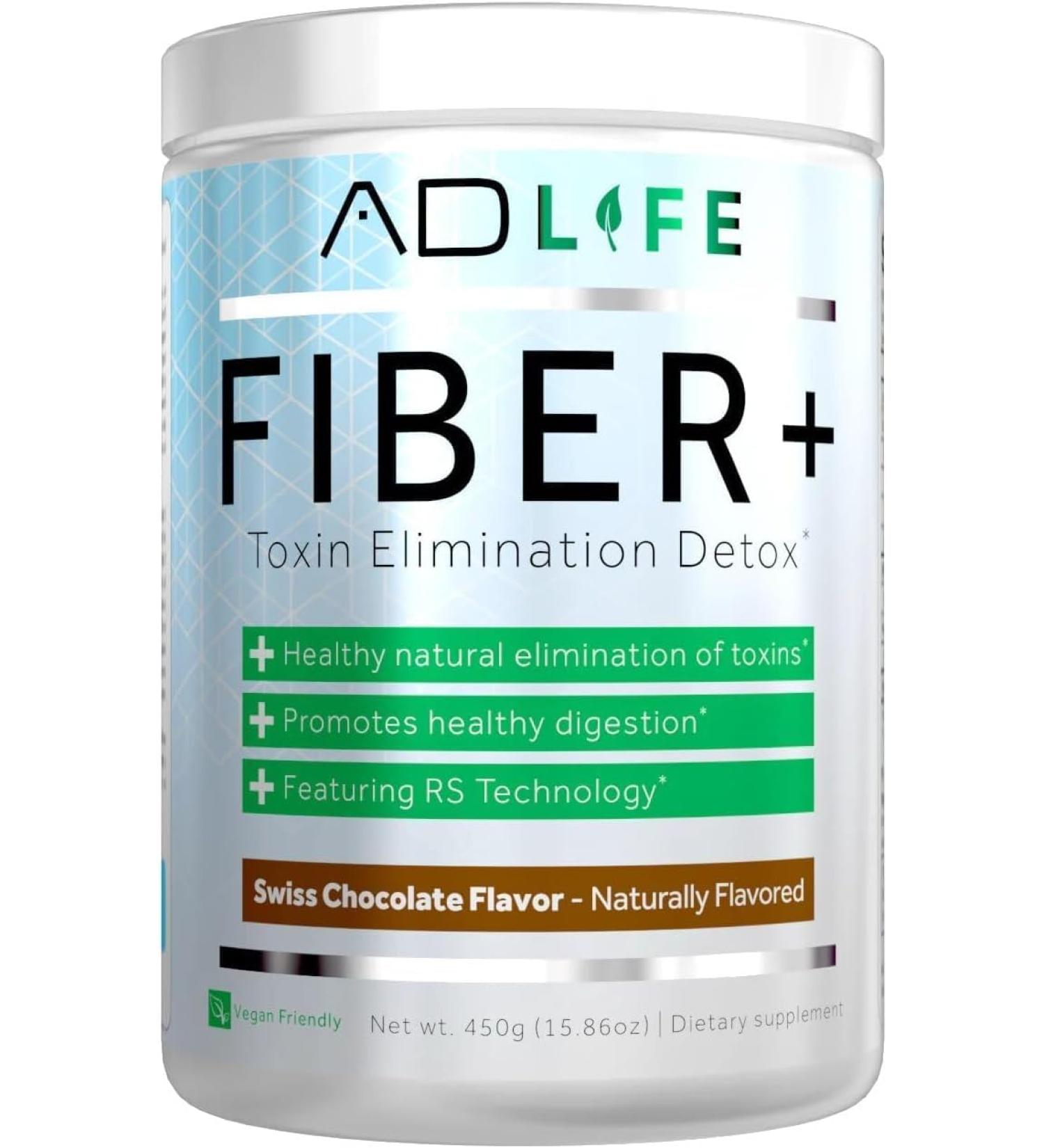 Project AD Fiber+ Fiber Supplement - Supports Gut Health and Digestive Regularity Fiber is Great for Weight Loss Detox Vegan Friendly - Fiber Powder 16.4 Oz (Chocolate)