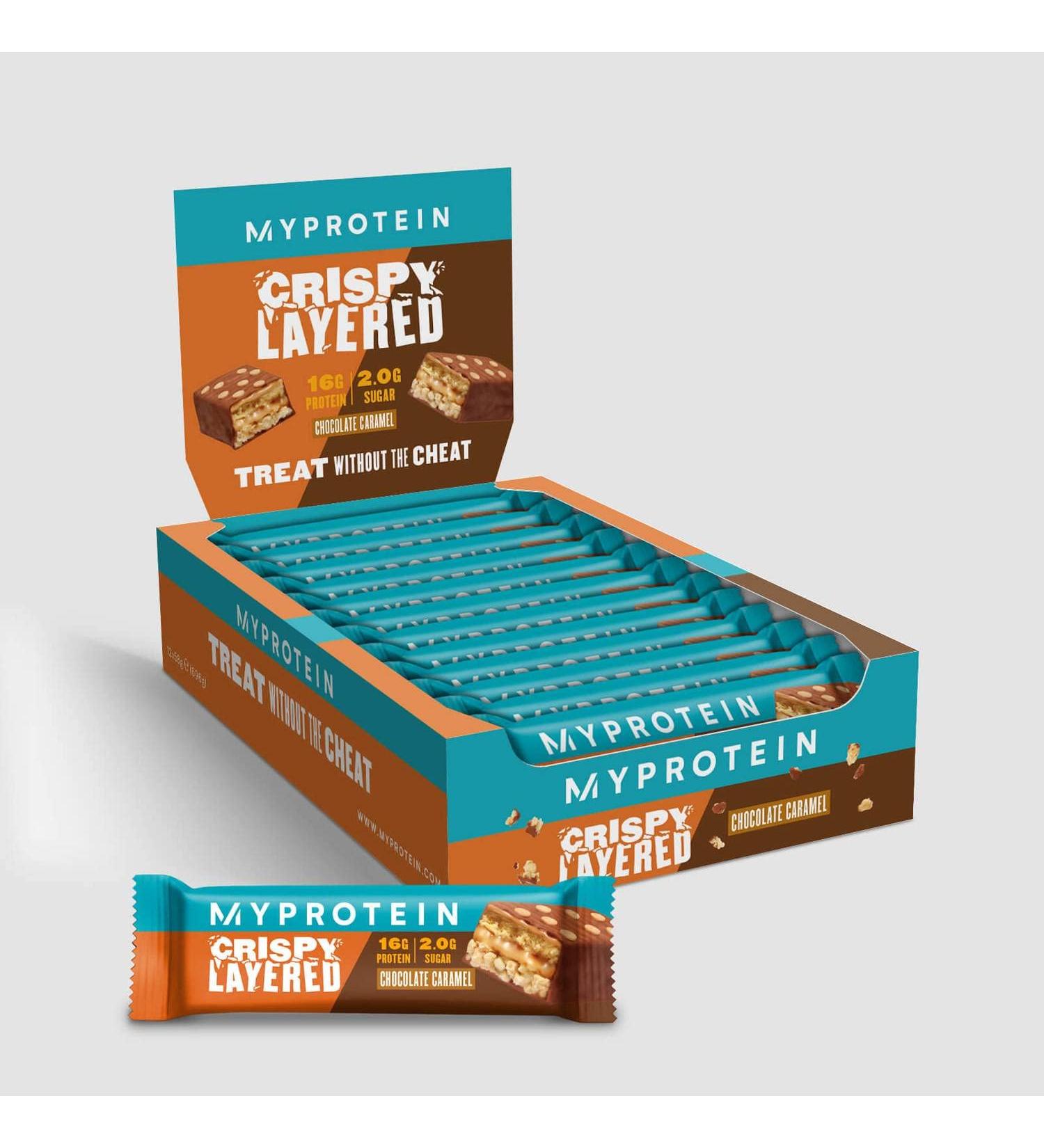 Crispy Layered Protein Bars 12 x 58g Chocolate Caramel - Buy Online on GoSupps.com