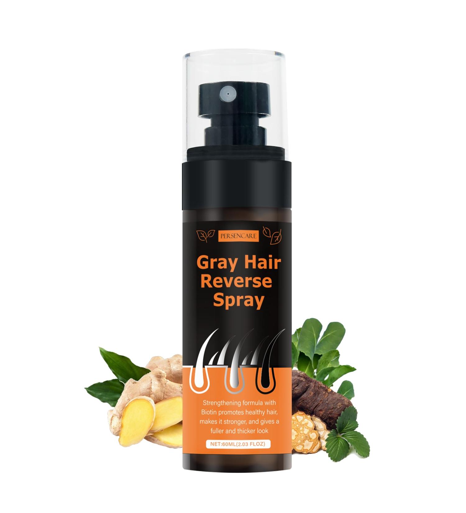 Herbal Gray Hair Reverse Spray | Smoothing Darkening & Growth Serum for Thinning Hair | Polygonum Multiflorum Conditioner for Men & Women - Buy Online on GoSupps.com