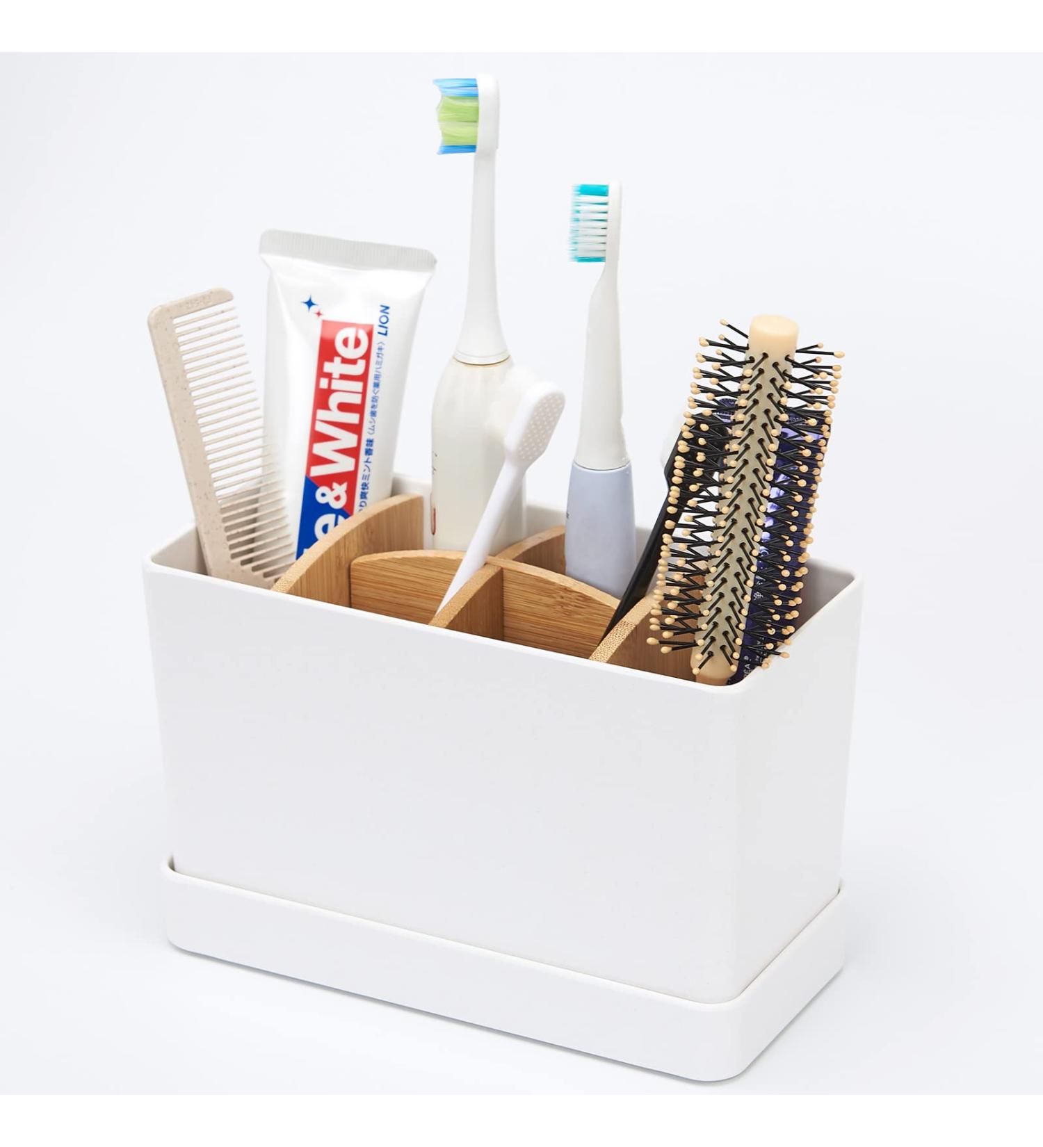 Buy Electric Toothbrush Holder for Children - Large White Plastic Organizer & Toothpaste Rack for Bathroom - Buy Online on GoSupps.com