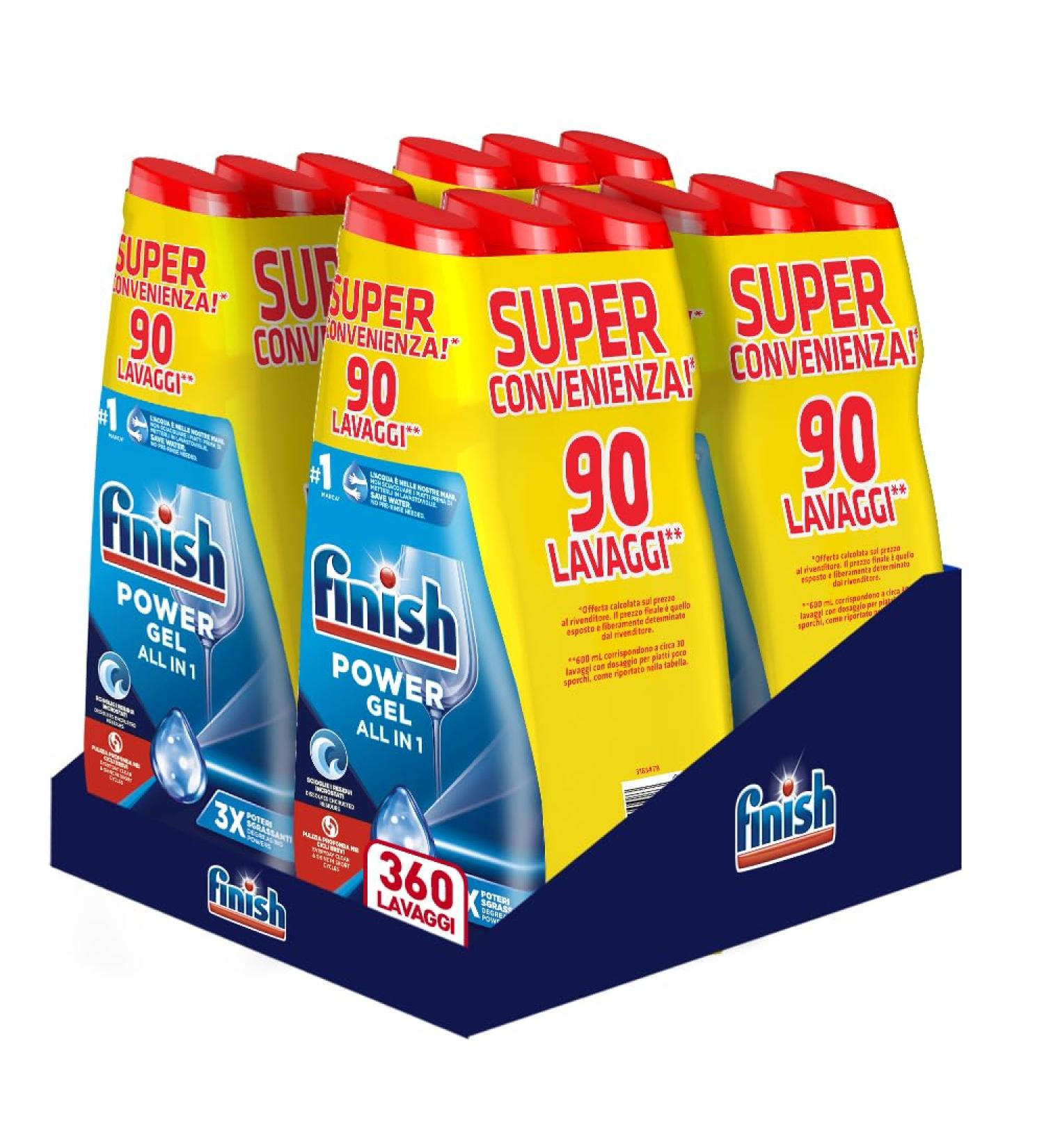 Buy Finish Powergel Dishwasher Gel - 360 Washes Multi-Purpose Perfume-Free 7.2L (12 Packs) - Fat Solving Power for International Shipping - Buy Online on GoSupps.com