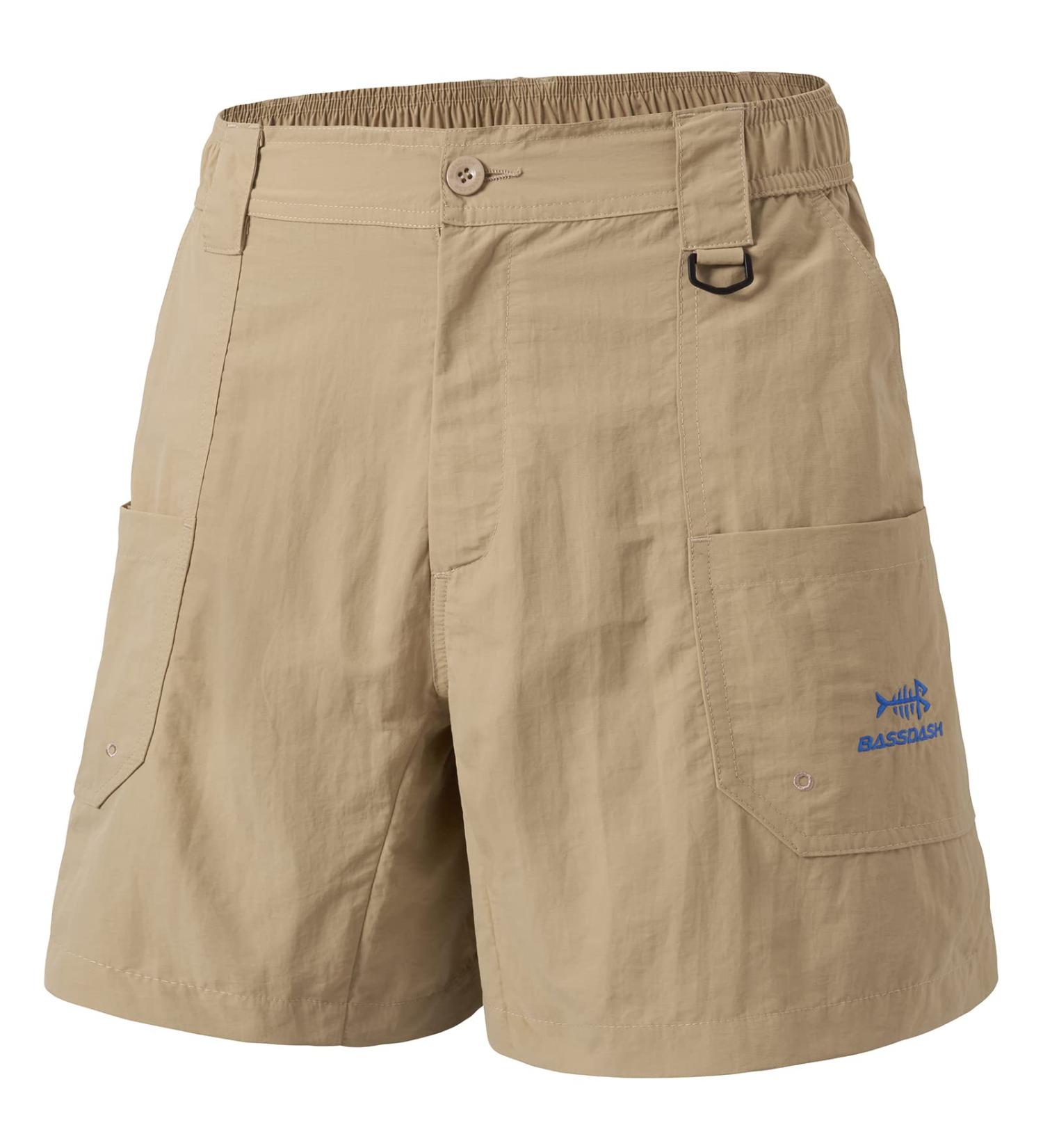 BASSDASH Men's 6 Fishing Shorts UPF 50+ Water Resistant | Quick Dry Cargo Shorts - Khaki, Large - Buy Online on GoSupps.com
