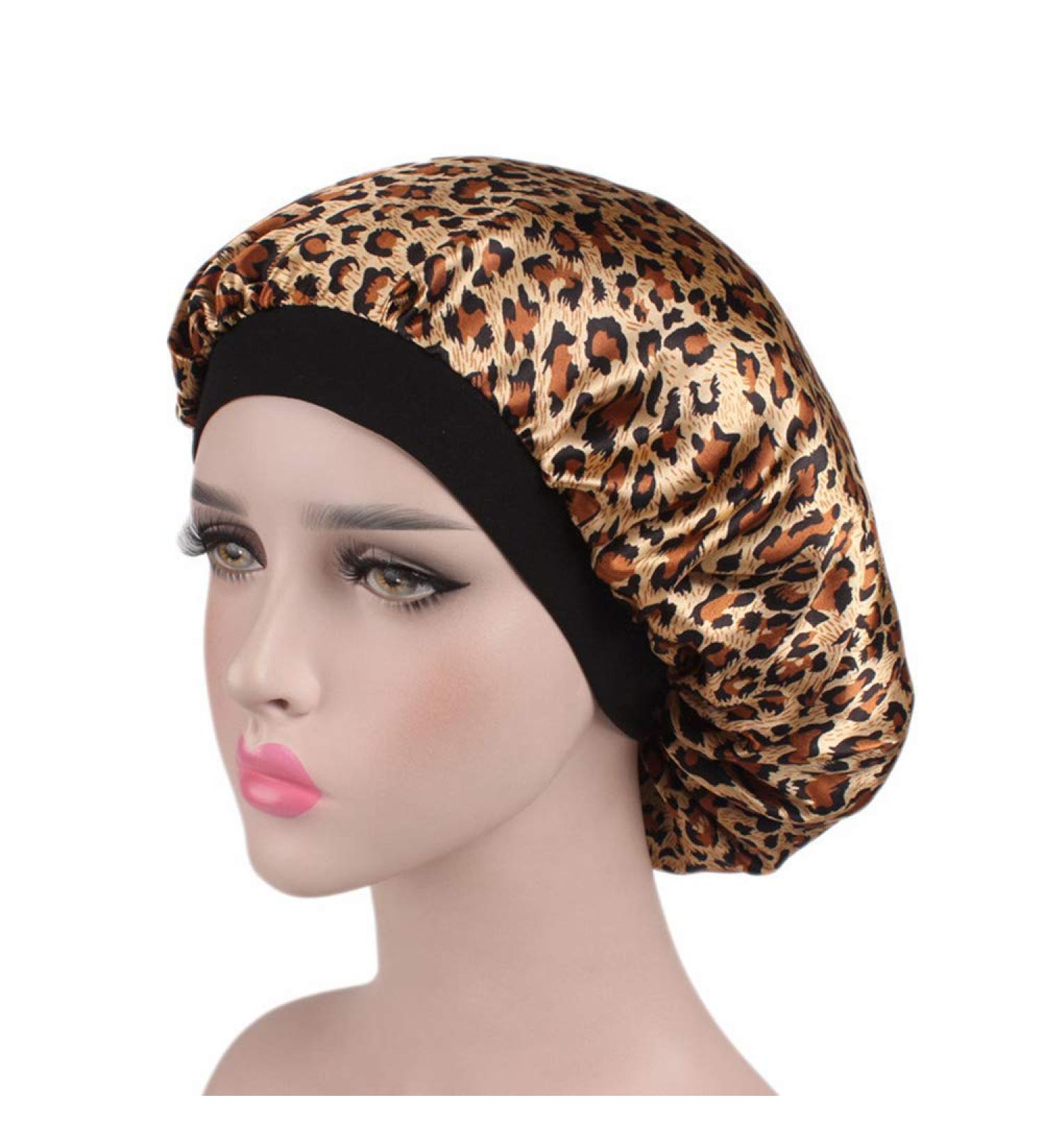 Tvoip Silk Hair Bonnet for Sleeping and Shower - Leopard Print - Buy Online on GoSupps.com