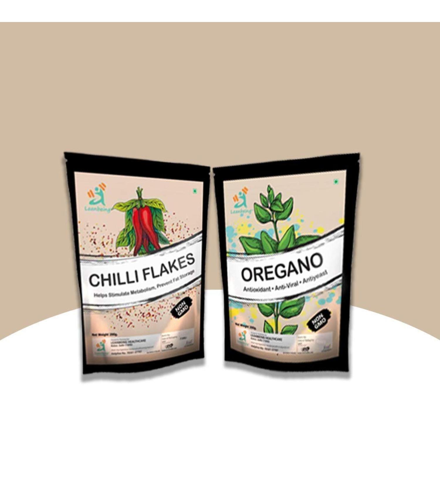 Green Velly Pizza Combo | Oregano and Chilly Flakes |200Gm Each | Special Tasty Spices for Seasonings - Buy Online on GoSupps.com