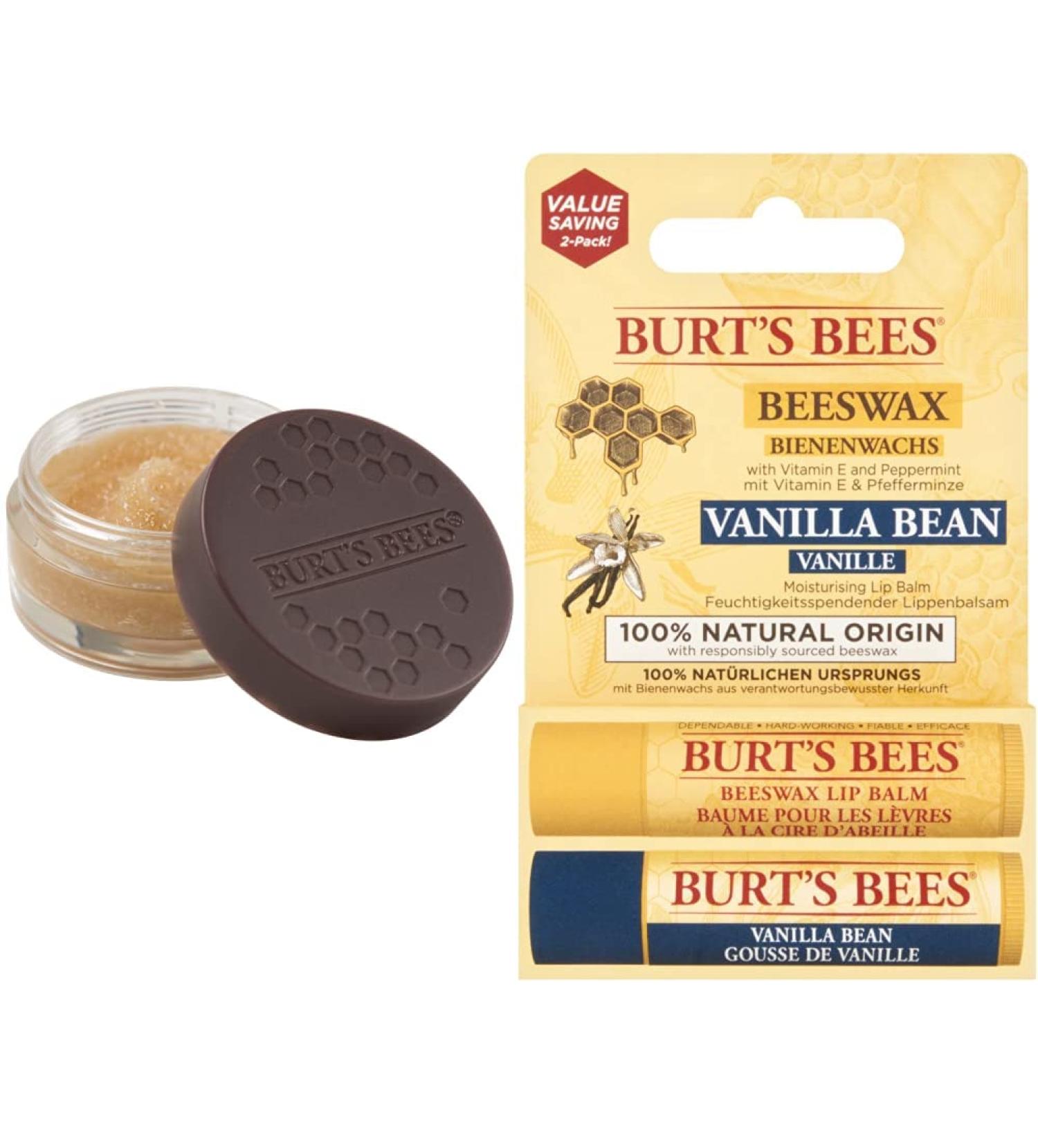 Burt's Bees 100% Natural Nourishing Lip Peeling & Lip Balm Double Pack Perfect Care for Your Lips | Shop Now! - Buy Online on GoSupps.com