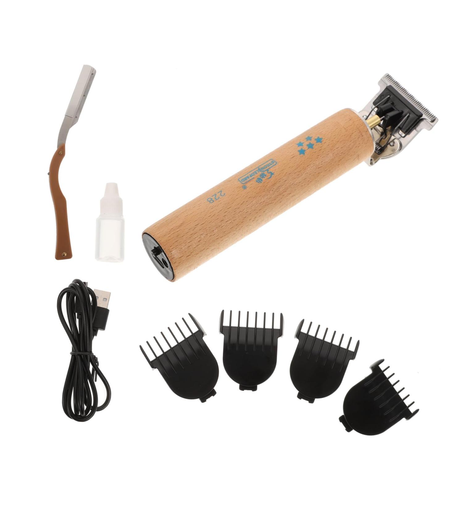 Beatifufu 1 Set T-Type Electric Pusher Electric Barber Scissors for Barber Mens Detail Trimmer Useful Trimmer Barber Clipper Electric Men Wooden - Buy Online on GoSupps.com