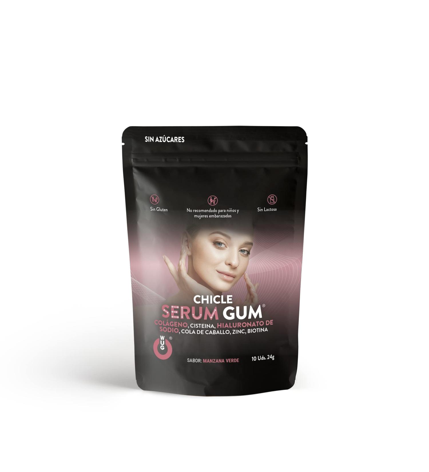 Wugum - Gum serum - functional gum for skin care - It provides firmness and flexibility - Blaid Aging - Green Apple Flavor - Max 3 gum per day - contains 10 gum - Buy Online on GoSupps.com