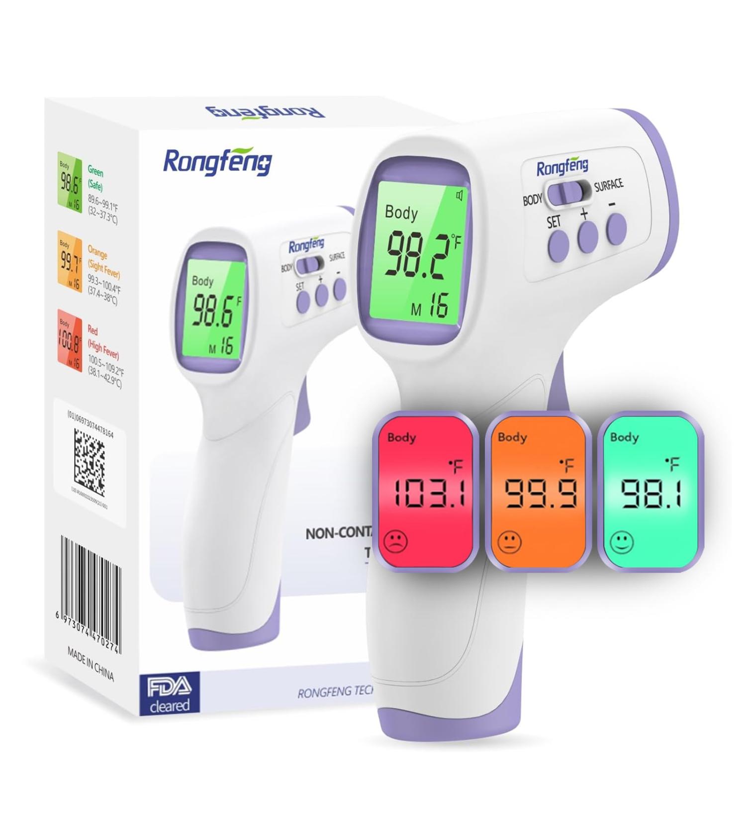 No-Touch Infrared Forehead Thermometer | Instant Digital Thermometer with Fever Alarm Backlit Display 32 Memory & Silent Mode - Fast 1 Second Results for Body & Object - Buy Online on GoSupps.com