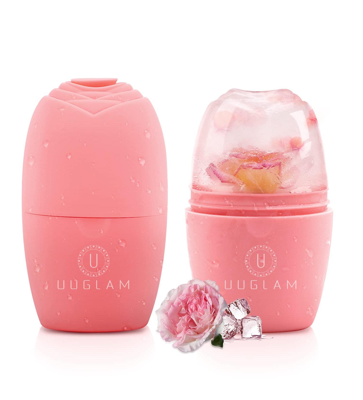 UUGLAM Ice Roller for Face and Eye - Silicone Facial Massager for Skin Brightening & Puffiness Relief in Pink - Buy Online on GoSupps.com