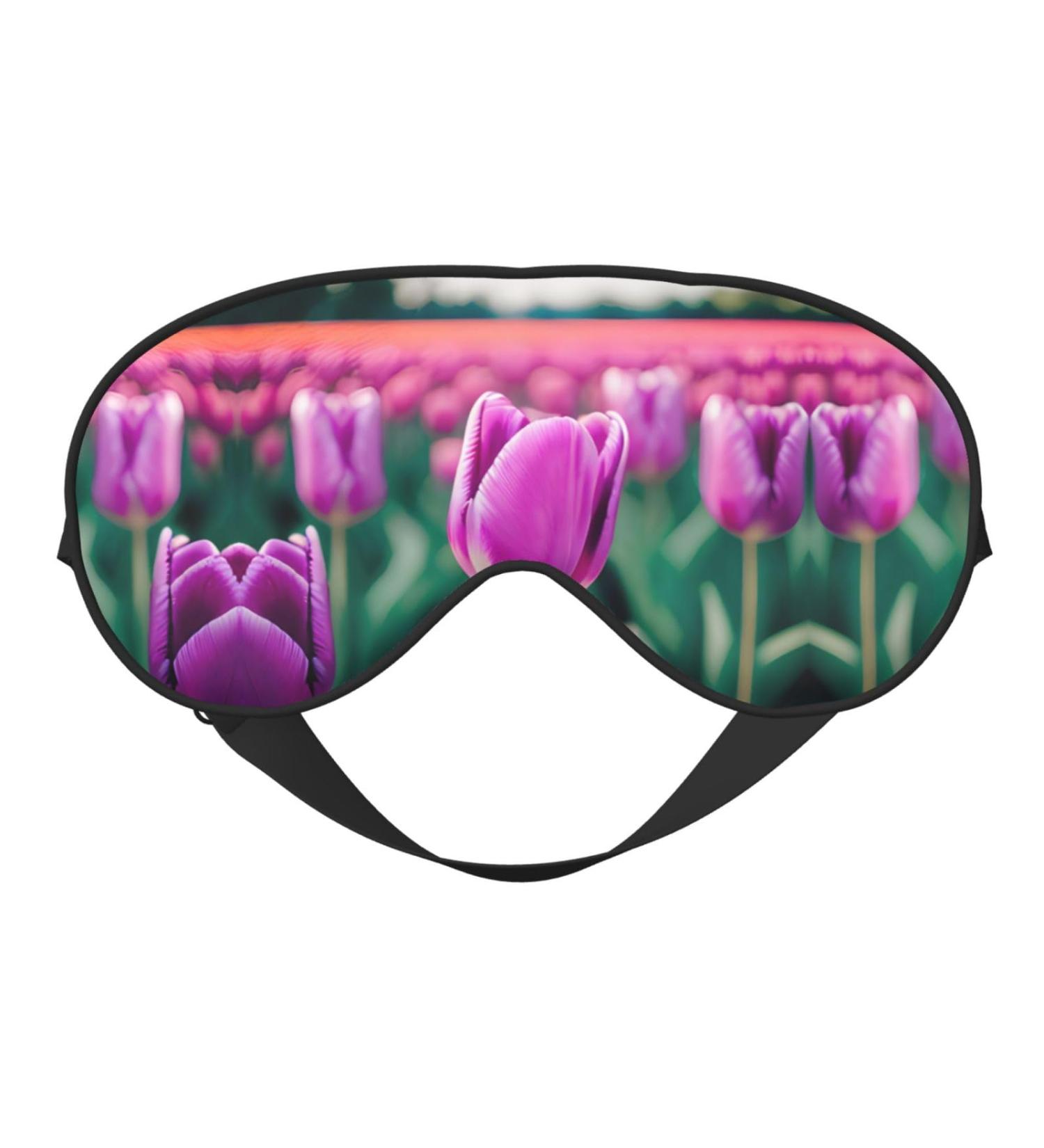 Buy Purple Tulips Double-Sided Sleep Eye Mask - Soft Adjustable Blindfold to Block Out Light - Buy Online on GoSupps.com