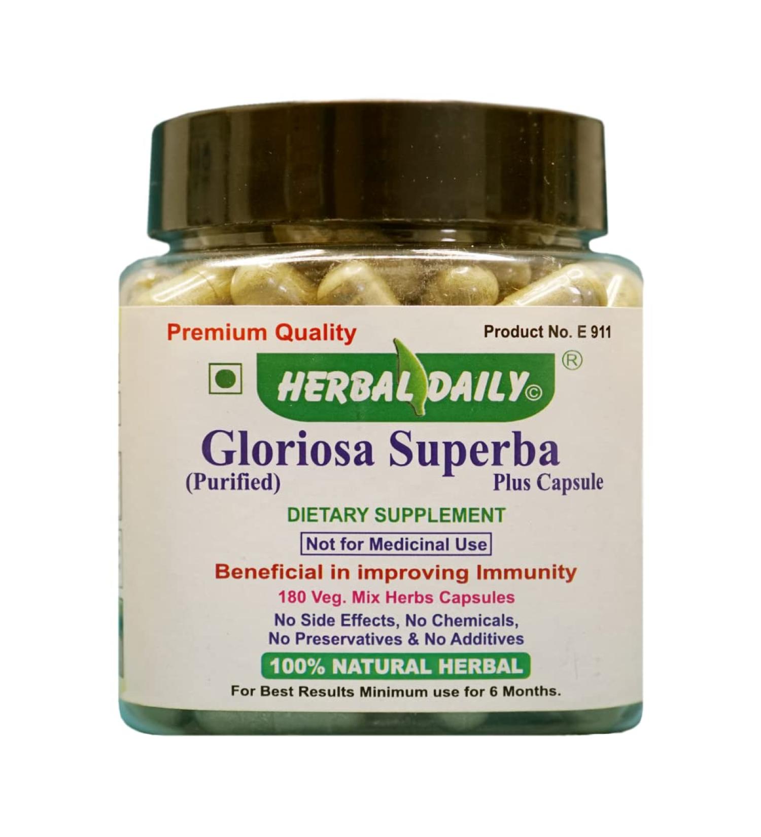 Gloriosa Superba Plus 180 Capsules - Immunity Booster & Detox Support | Kalmegh & Purified Kalihari - 180 Days Supply for Overall Health Wellness - Buy Online on GoSupps.com