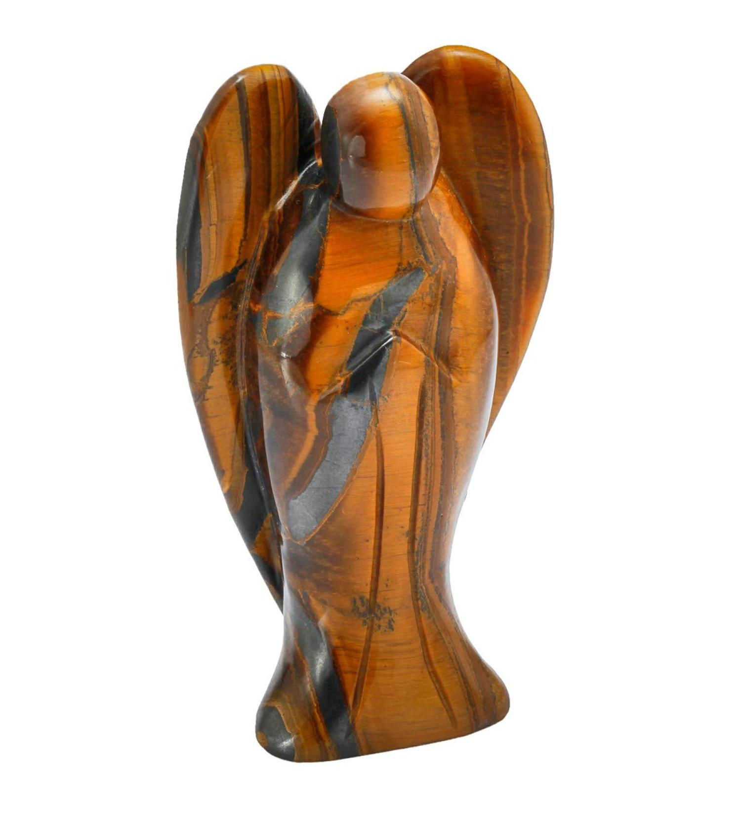 Kyeygwo Angel Gemstone Crystal Guardian Figures - 7cm Tiger Eye Reiki Feng Shui Decoration for Peace & Love - Buy Online on GoSupps.com