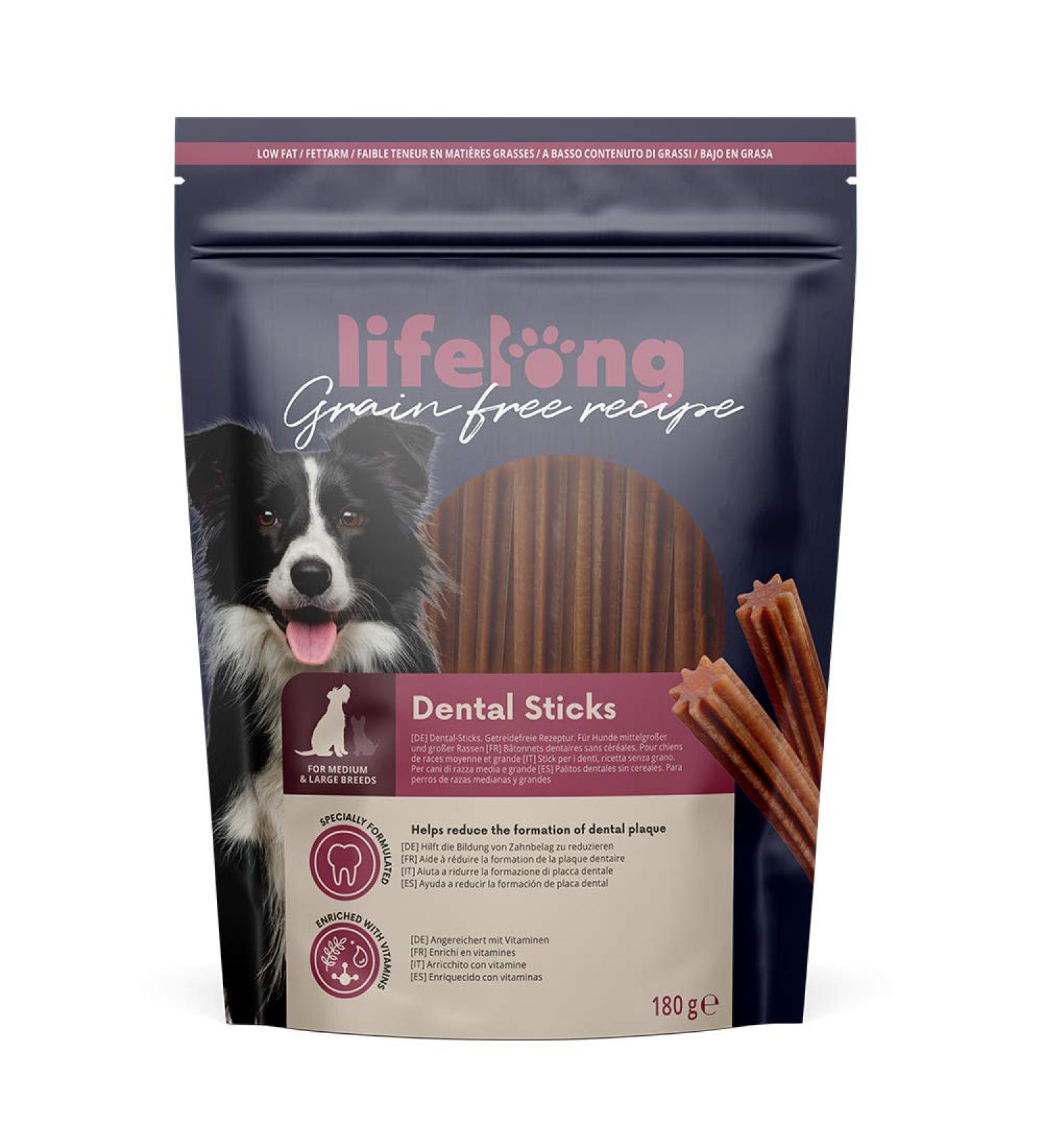 Amazon Brand - Lifelong Grain Free Recipe Dental Sticks for Medium and Large Breed Dogs Chicken 180g Pack of 6 - Buy Online on GoSupps.com