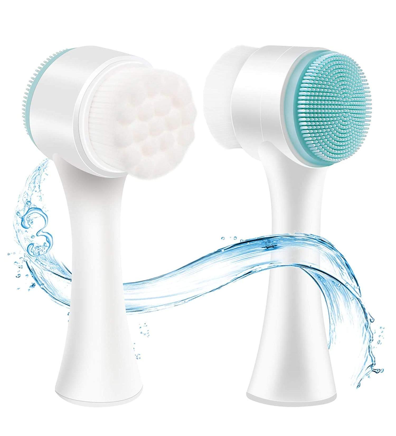 2-in-1 Manual Facial Cleansing Brush for Deep Pore Exfoliation and Massaging - Blue - Buy Online on GoSupps.com