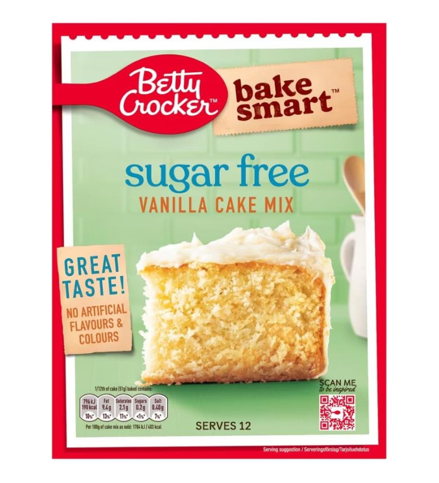 Betty Crocker | Bake Smart | Sugar Free | Vanilla Cake Mix 350g | No Artificial Flavours & Colours | Suitable for Vegetarians - Buy Online on GoSupps.com
