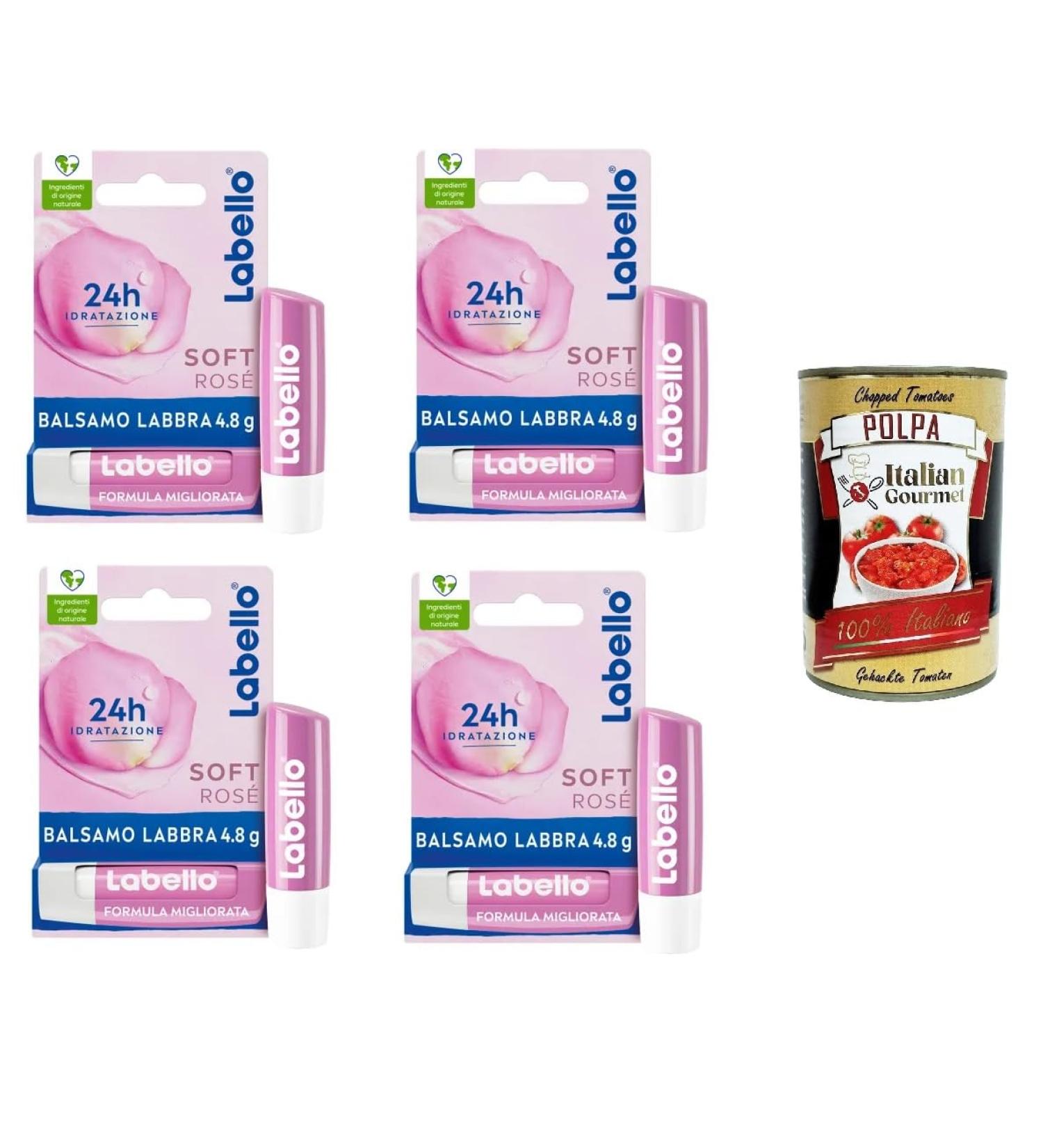  Italian Gourmet E.R. Soft Ros Tinted and Moisturizing Lip Balm with Rose Extract 4 x 4.8 g + Italian Gourmet Polpa 400 g - Buy Online on GoSupps.com